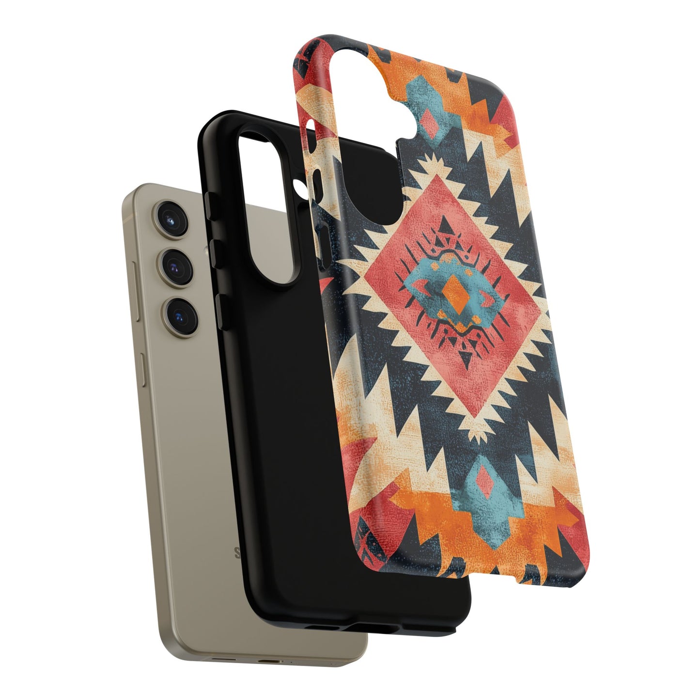 Bold Aztec Pattern Tough Samsung Galaxy Case – Vibrant Geometric Design, Dual-Layer Protection