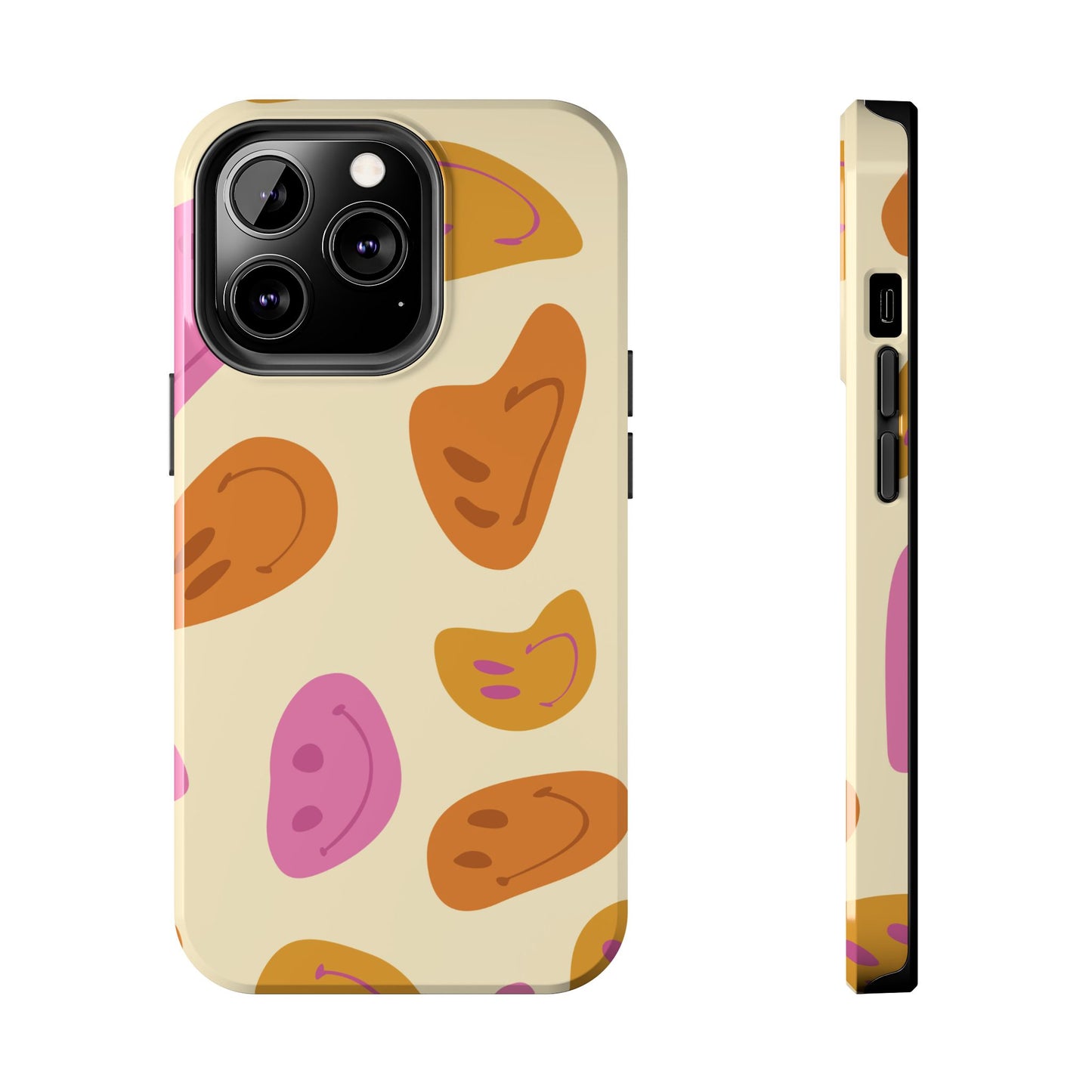 Retro Smiley Faces iPhone Case – Shockproof, Matte Finish, Dual-Layer Protection