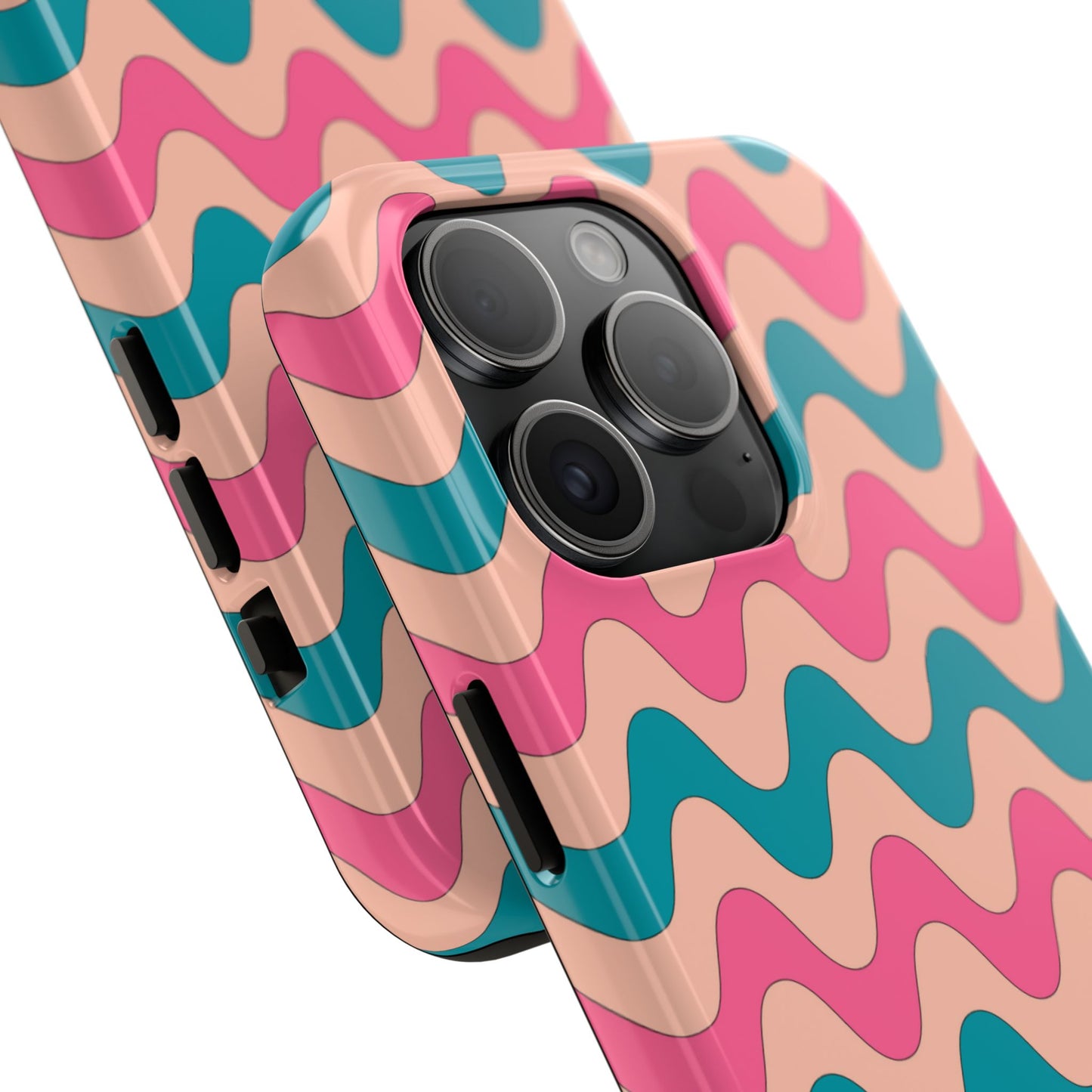 Retro Waves Pattern iPhone Case – Shockproof Design with Dual-Layer Protection