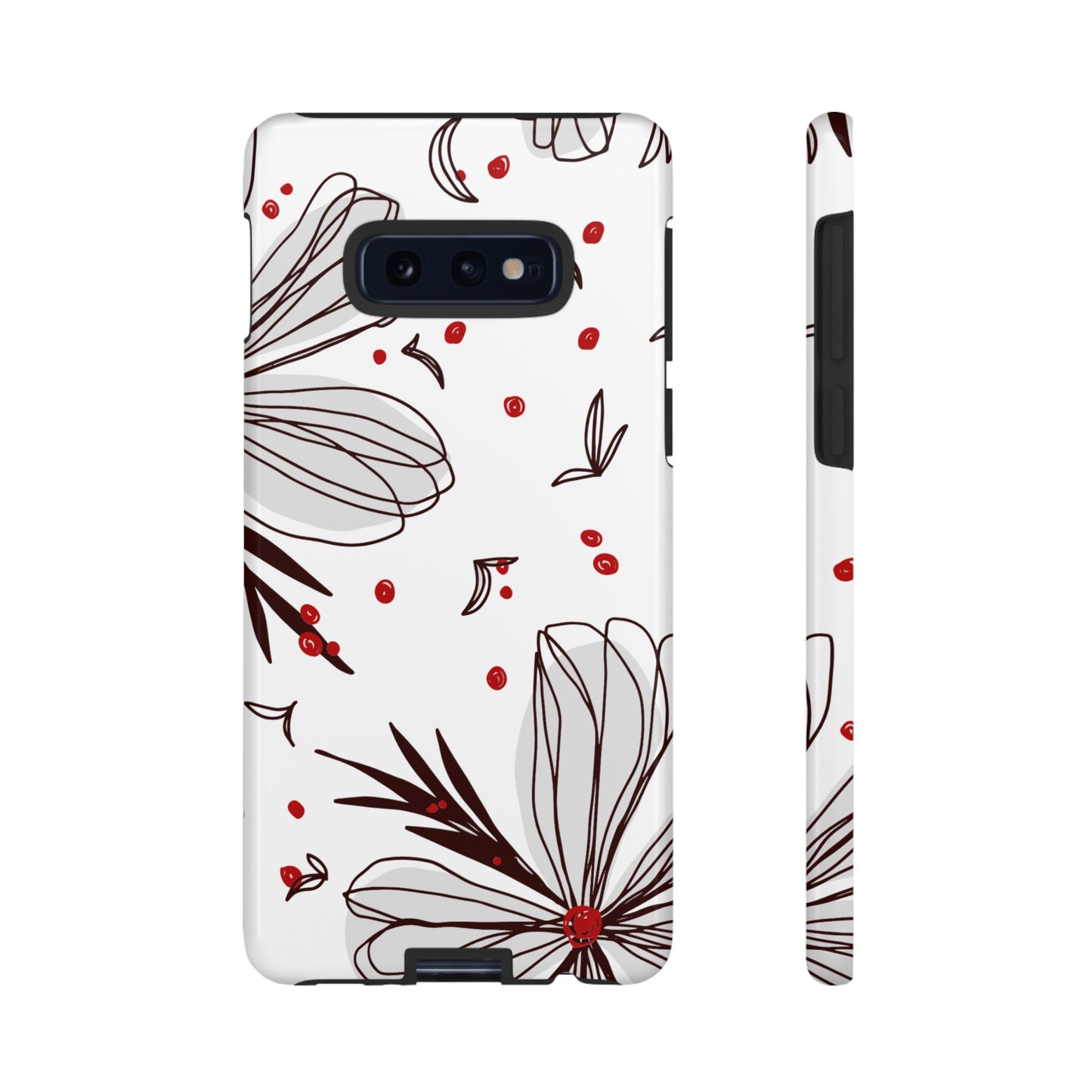 Minimalist Line Art Floral Tough Samsung Galaxy  Case – Bold Red and Black Design, Shockproof Protection