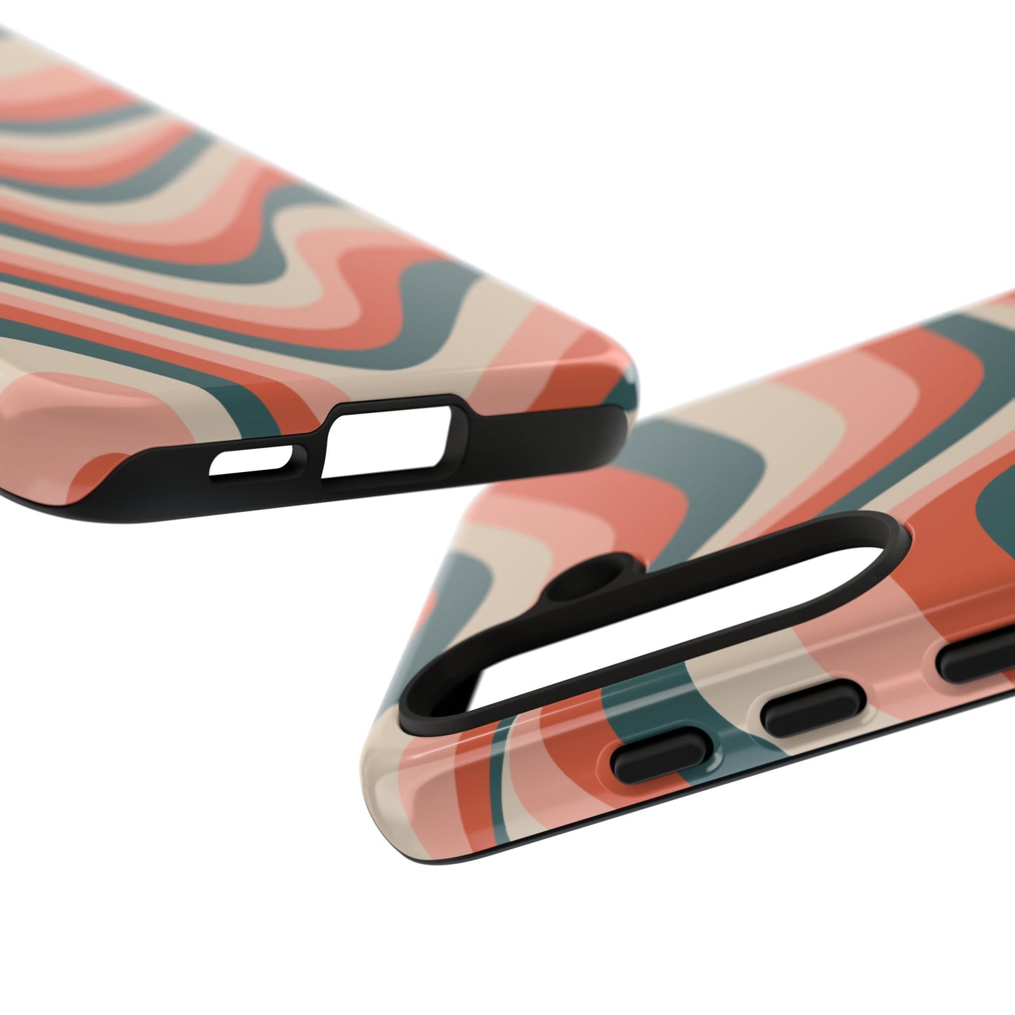 Groovy Waves Samsung Galaxy Case – Retro 70s-Inspired Stripes in Coral, Cream, and Teal