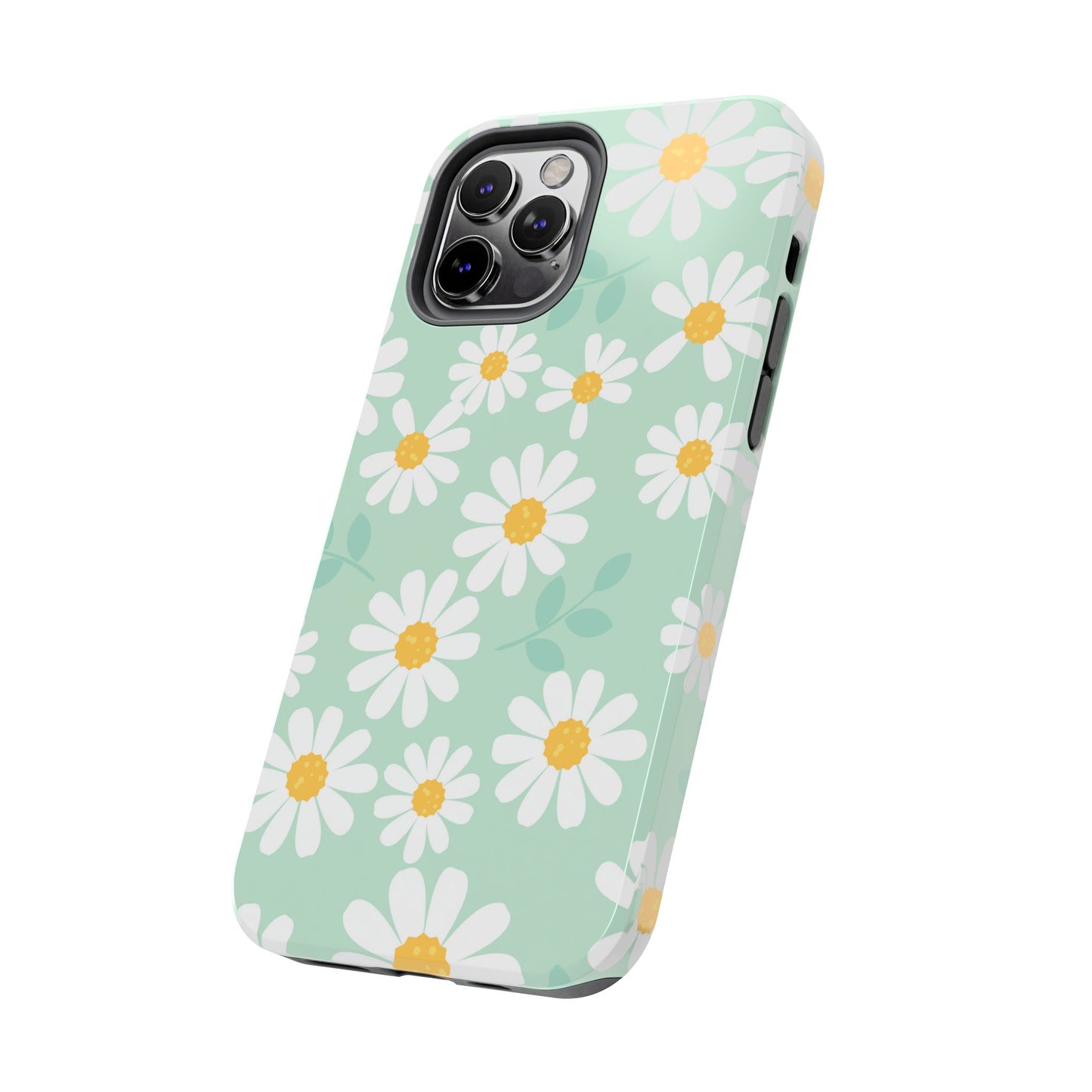 Pastel Daisy iPhone Case – Soft Mint Green Floral Design, Slim and Durable - BOGO Cases
