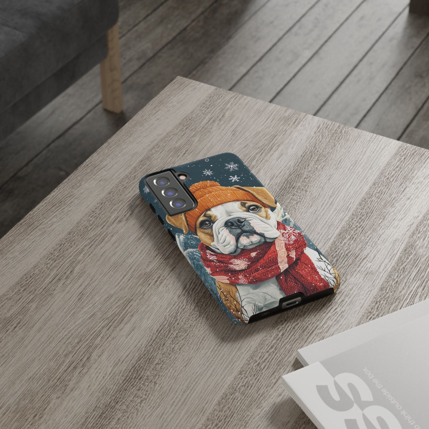 Cozy French Bulldog Samsung Galaxy Case – Rustic Fireplace Protective Cover
