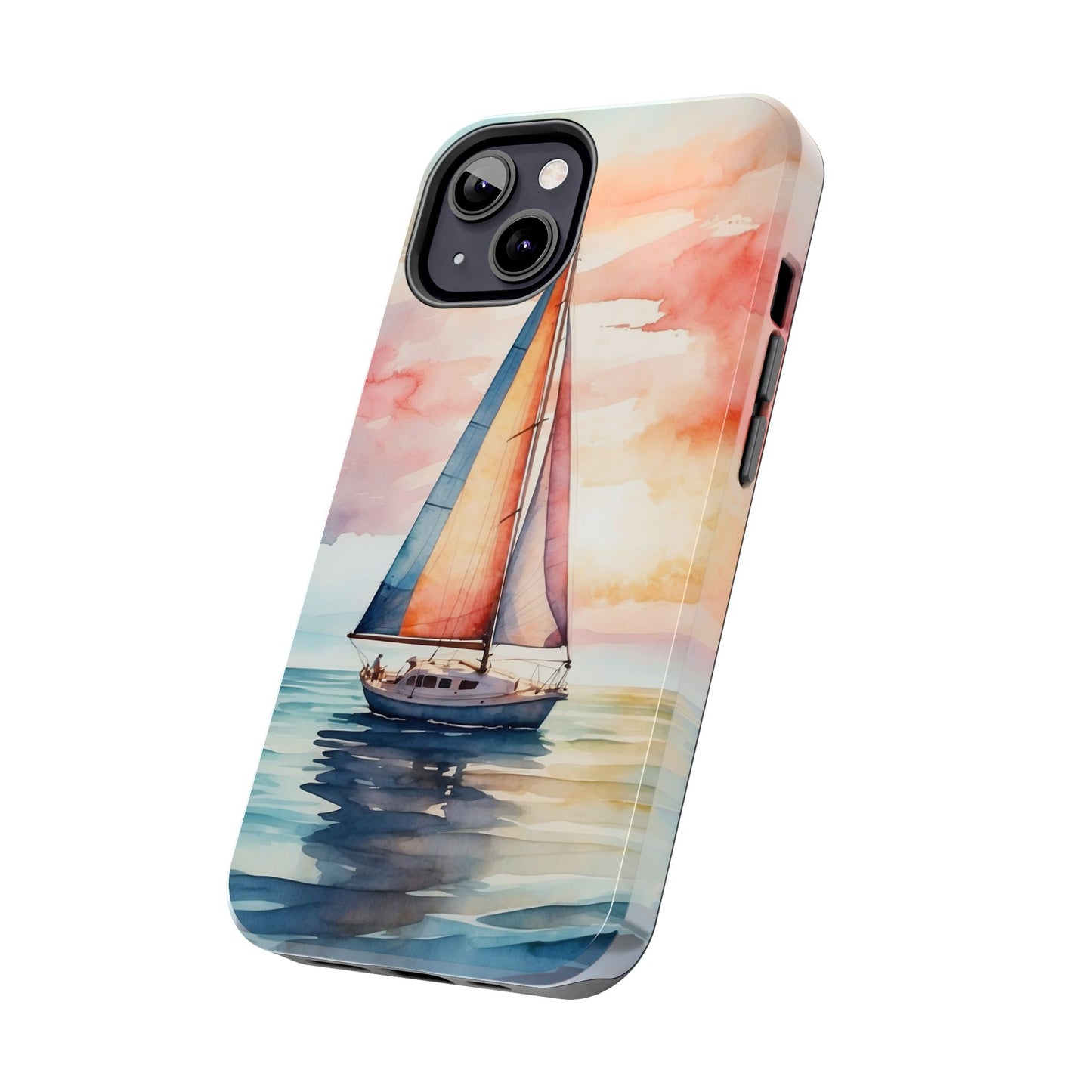 Sailboat Sunset iPhone Case – Vibrant Watercolor Design