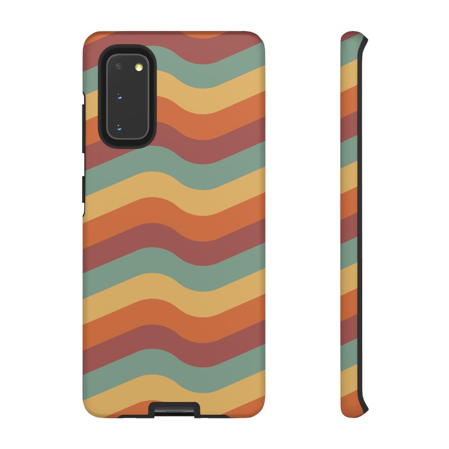 Retro Vibe Wavy Stripes Samsung Galaxy Case – 70s-Inspired in Teal, Orange, and Rust