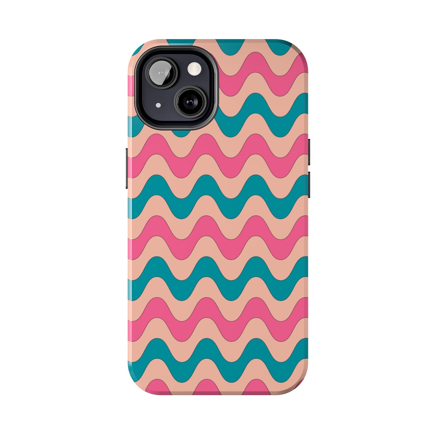 Retro Waves Pattern iPhone Case – Shockproof Design with Dual-Layer Protection