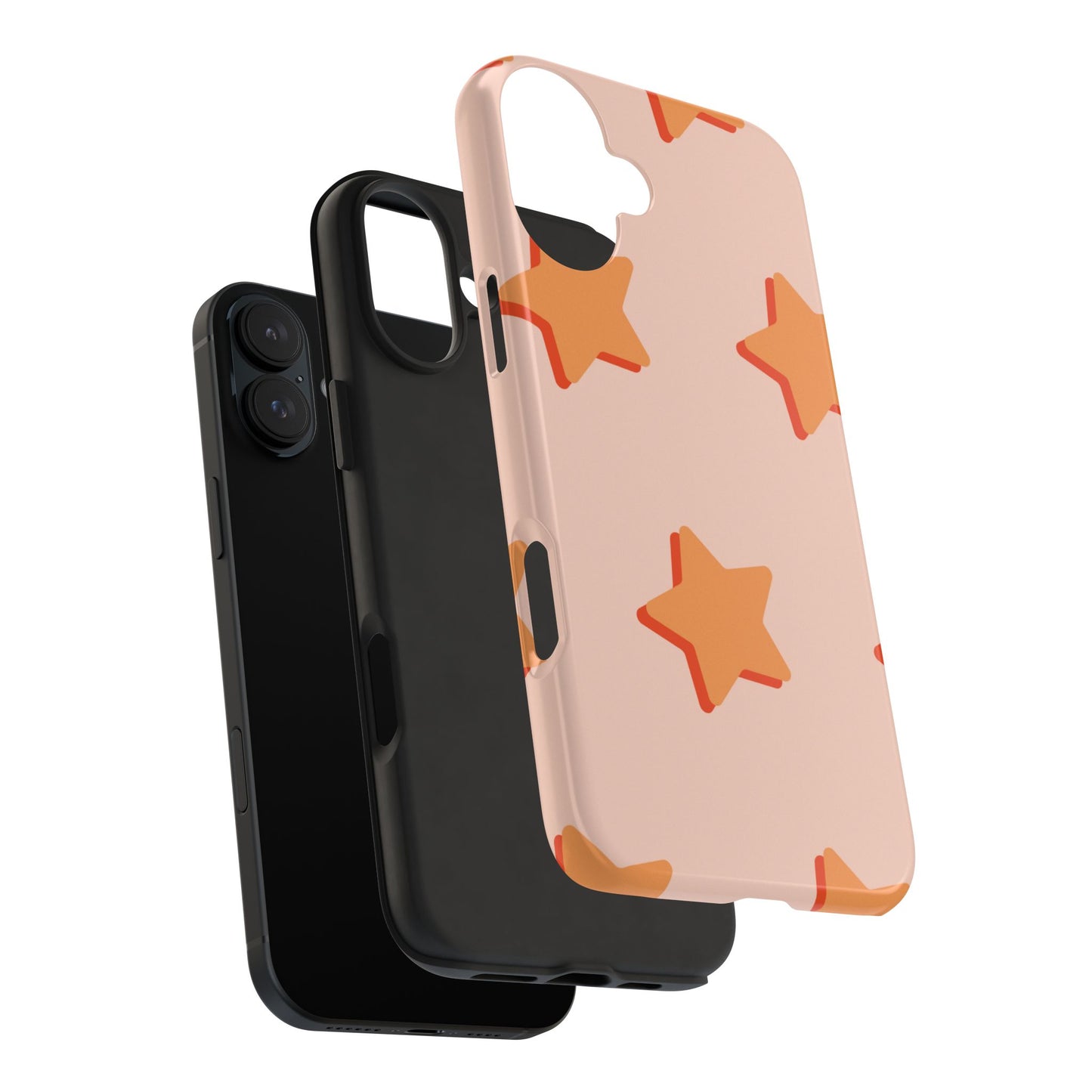 Retro Orange Stars iPhone Case – Shock-Resistant, Smooth Matte Finish, Dual-Layer Design