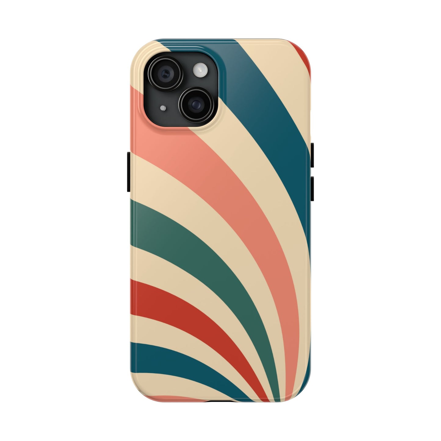 Retro Sunburst Swirl iPhone Case – Dual-Layer Protection with Bold 70s Vibes