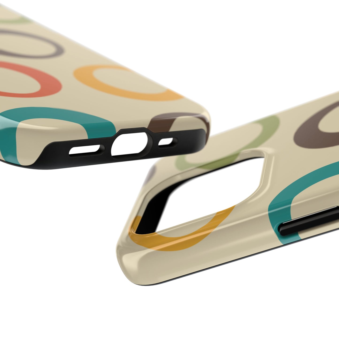 Retro Colorful Rings iPhone Case – Shockproof, Matte Finish, Dual-Layer Protection