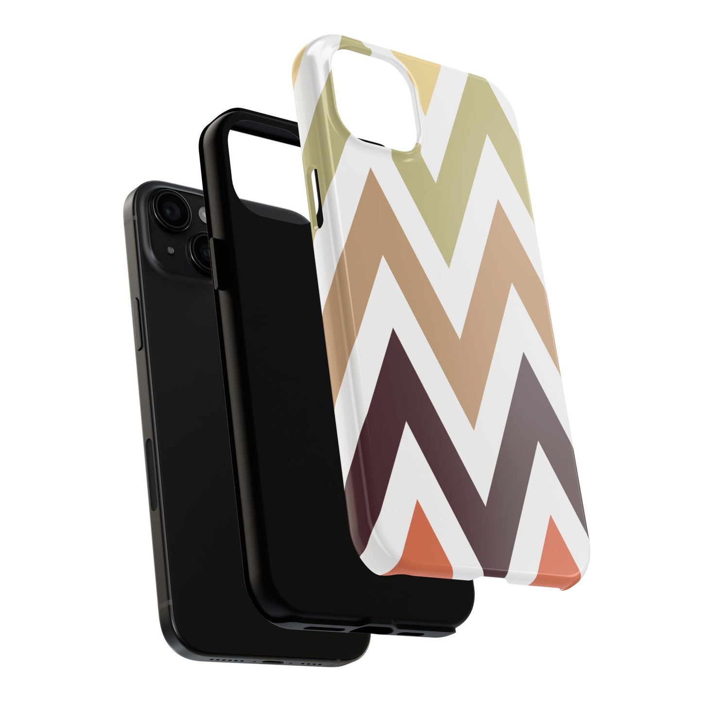 Earthy Chevron iPhone Case – Boho-Inspired Design with Dual-Layer Protection