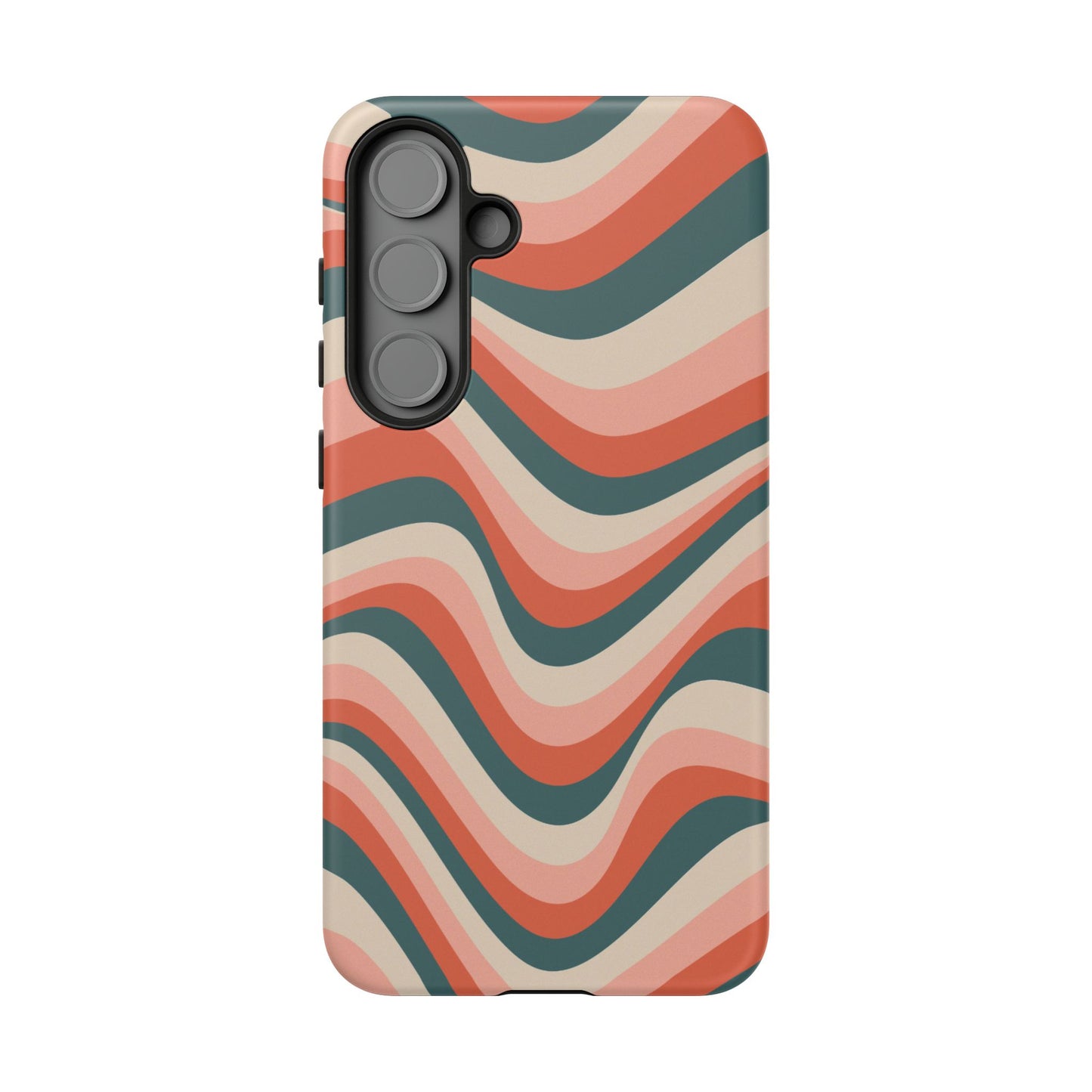 Groovy Waves Samsung Galaxy Case – Retro 70s-Inspired Stripes in Coral, Cream, and Teal