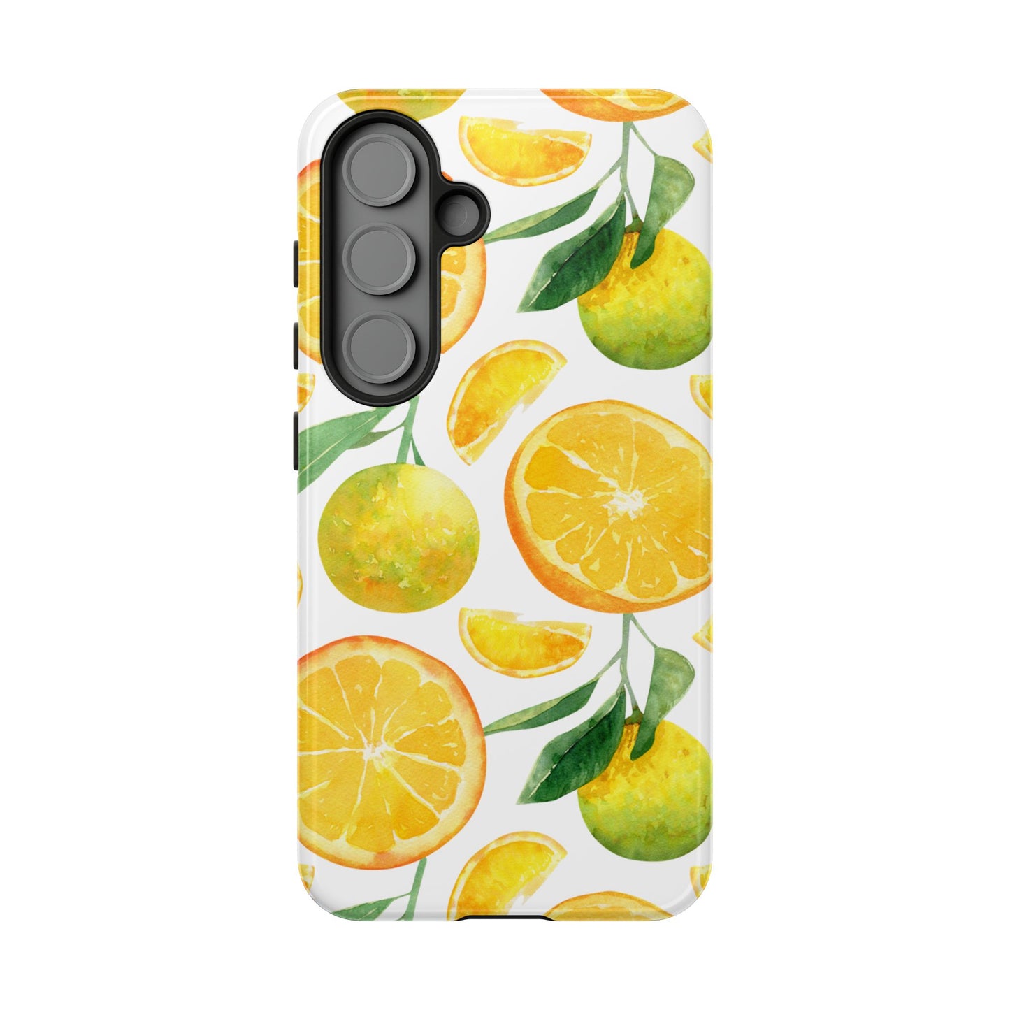 Sunny Citrus Grove Tough Samsung Galaxy Case – Watercolor Orange Design, Dual-Layer Protection