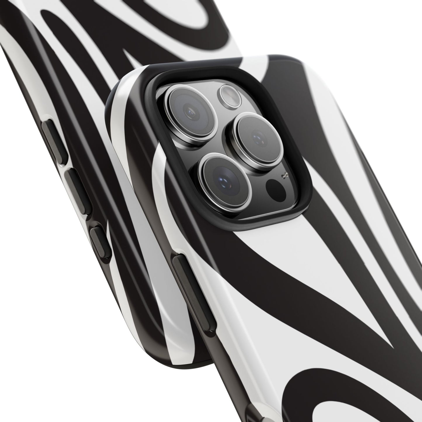 Modern Black and White Abstract Tough iPhone Case – Bold Graphic Pattern with Dual-Layer Protection