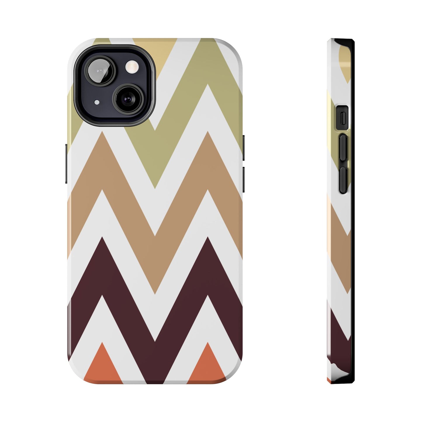 Earthy Chevron iPhone Case – Boho-Inspired Design with Dual-Layer Protection