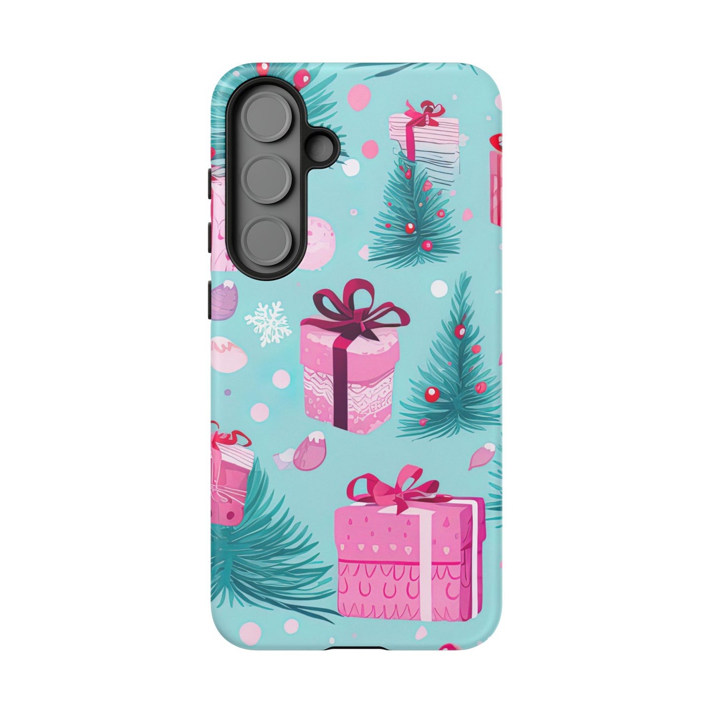 Festive Pink Christmas Gifts and Evergreen Samsung Galaxy Case – Holiday Theme, Protective Cover