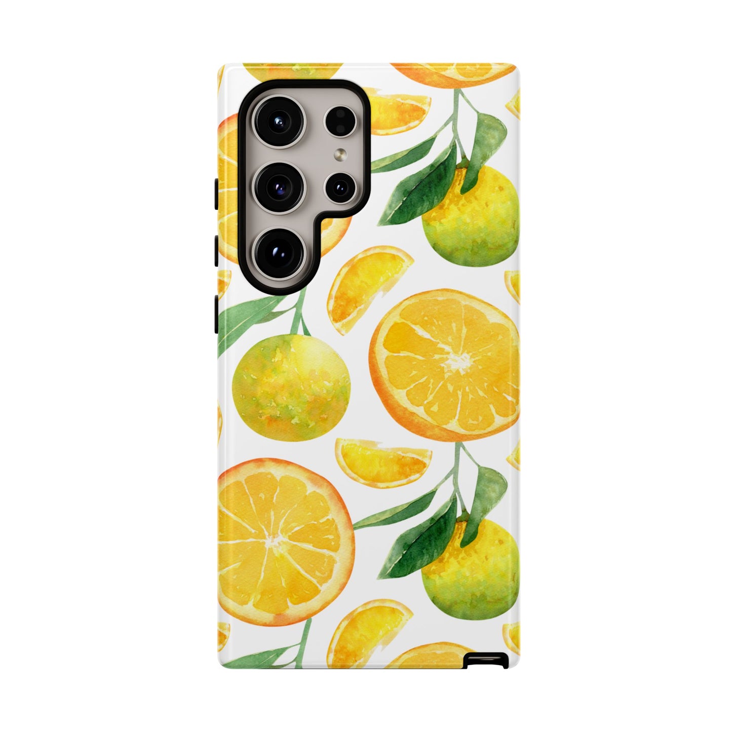 Sunny Citrus Grove Tough Samsung Galaxy Case – Watercolor Orange Design, Dual-Layer Protection