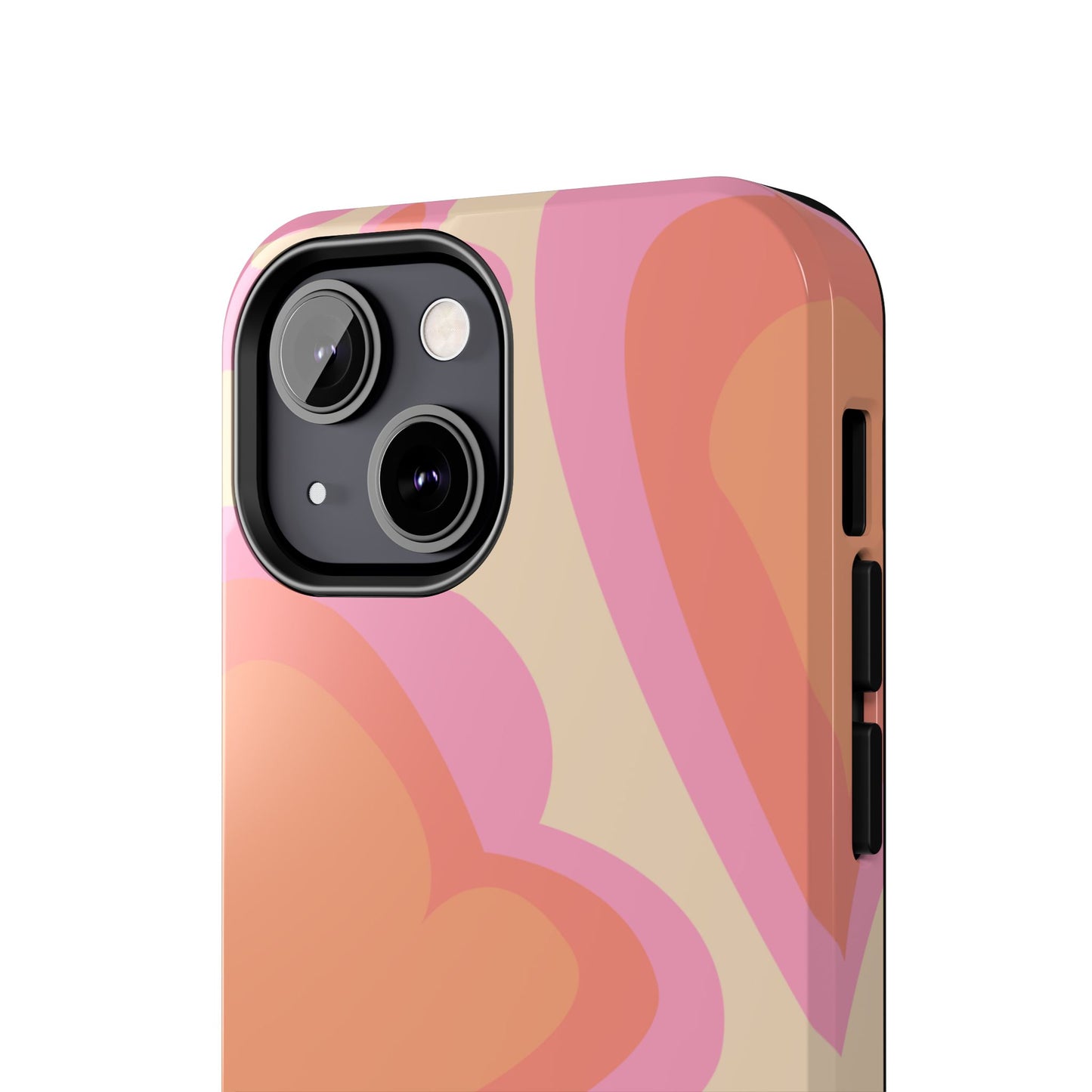 Retro Pink Hearts iPhone Case – Shock-Resistant, Matte Finish, Dual-Layer Protection