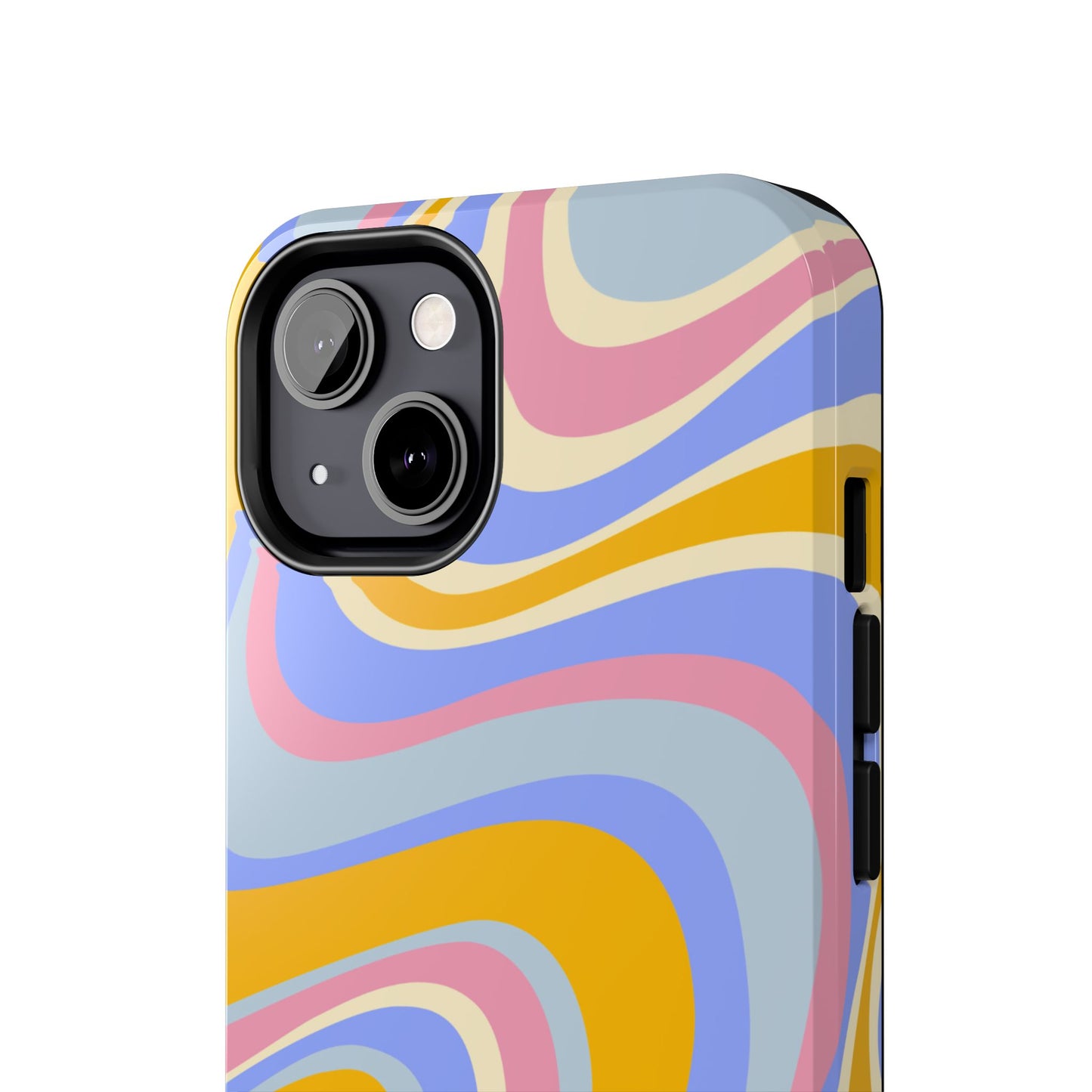 Groovy Pastel Waves iPhone Case – 70s-Inspired Design with Dual-Layer Protection