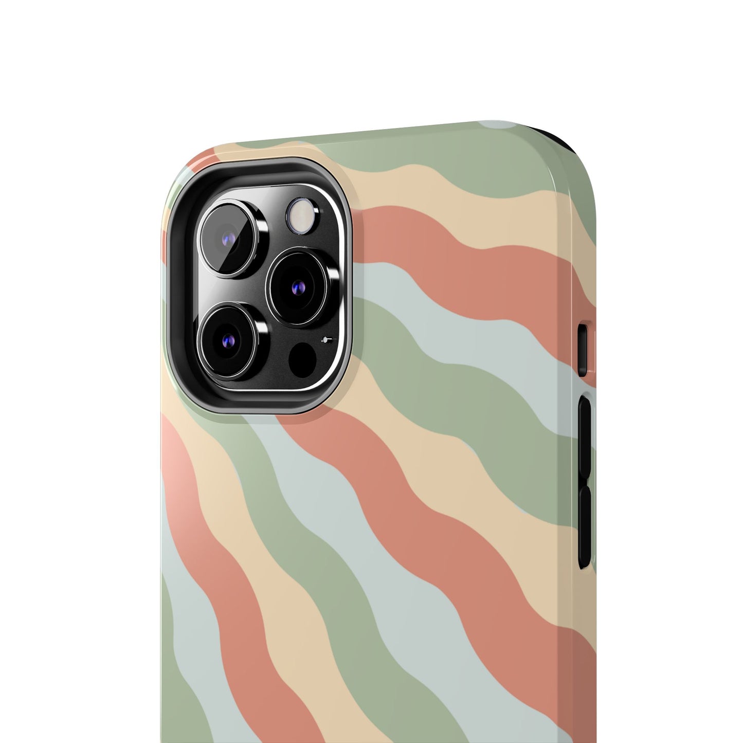 Earthy Retro Waves iPhone Case – 70s-Inspired Wavy Stripes in Soft Green, Cream, and Rust