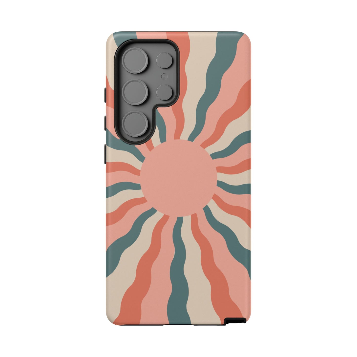 Retro Sunburst Samsung Galaxy Case – Bold 70s-Inspired Waves in Coral, Teal, and Cream
