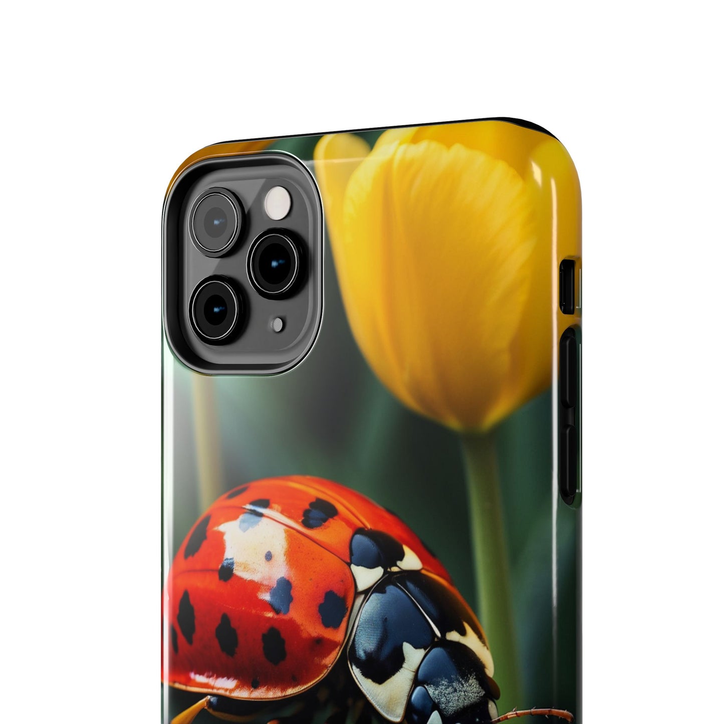 iPhone Case: Vibrant Ladybug Amidst a Lush Yellow Flower Garden