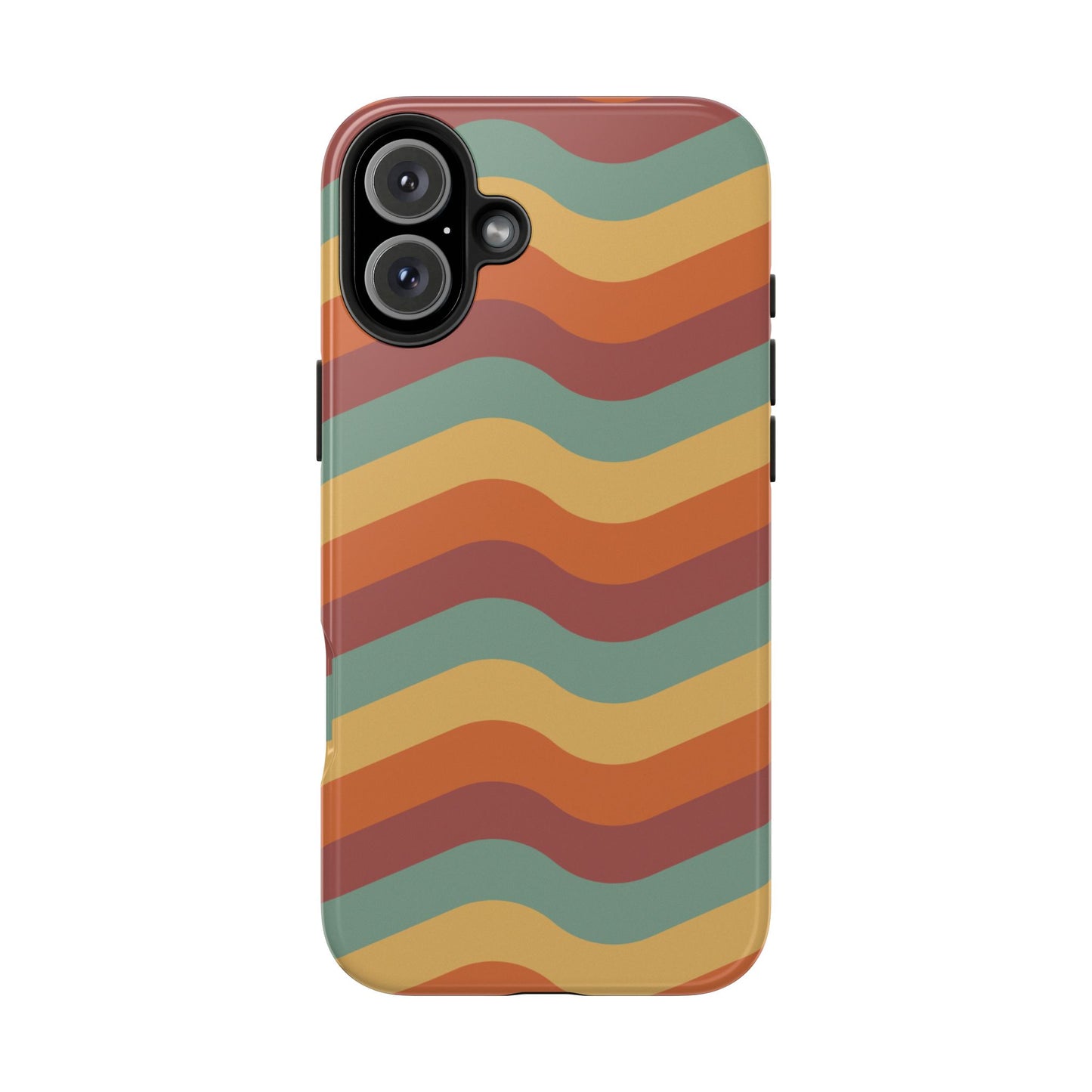Retro Vibe Wavy Stripes iPhone Case – 70s-Inspired in Teal, Orange, and Rust