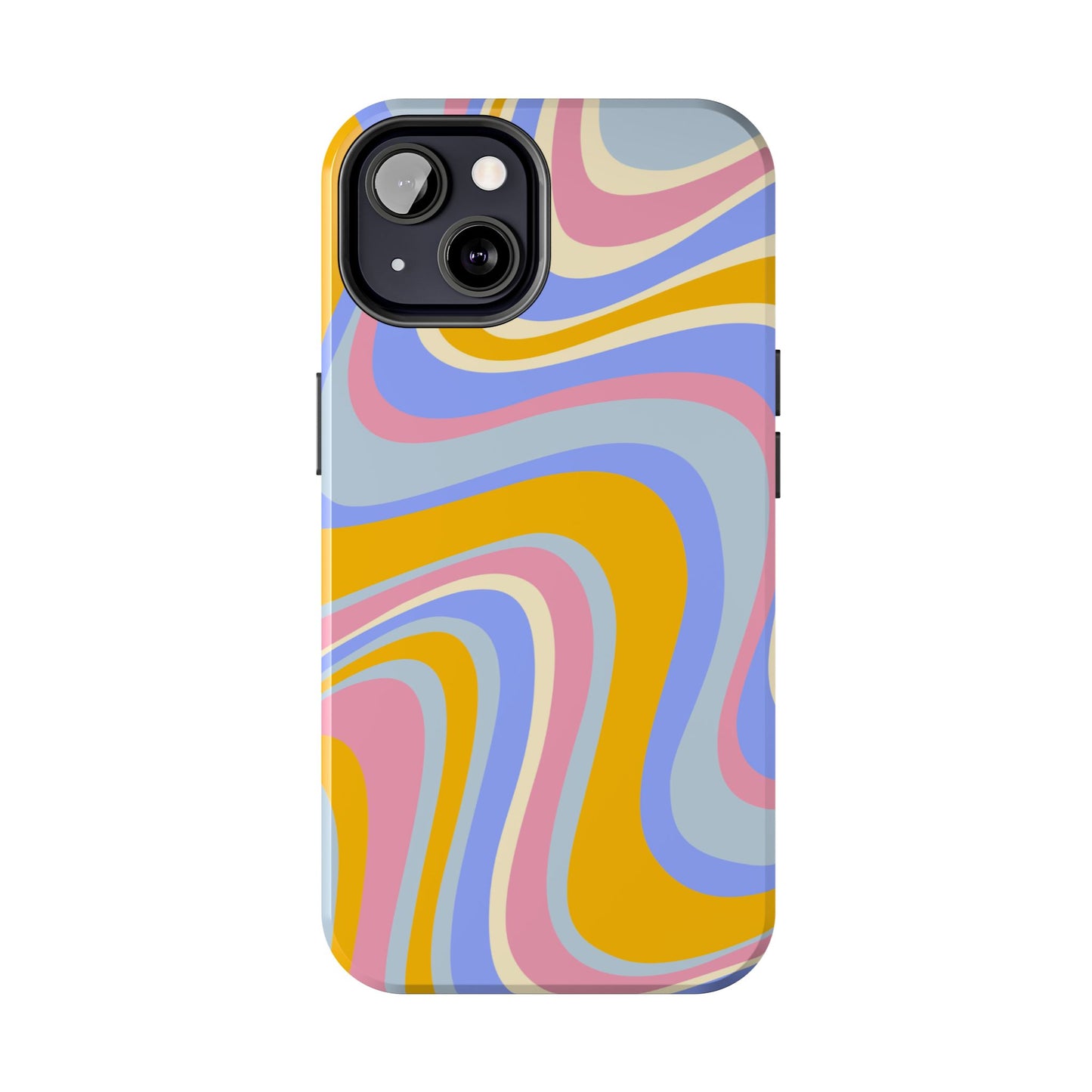 Groovy Pastel Waves iPhone Case – 70s-Inspired Design with Dual-Layer Protection