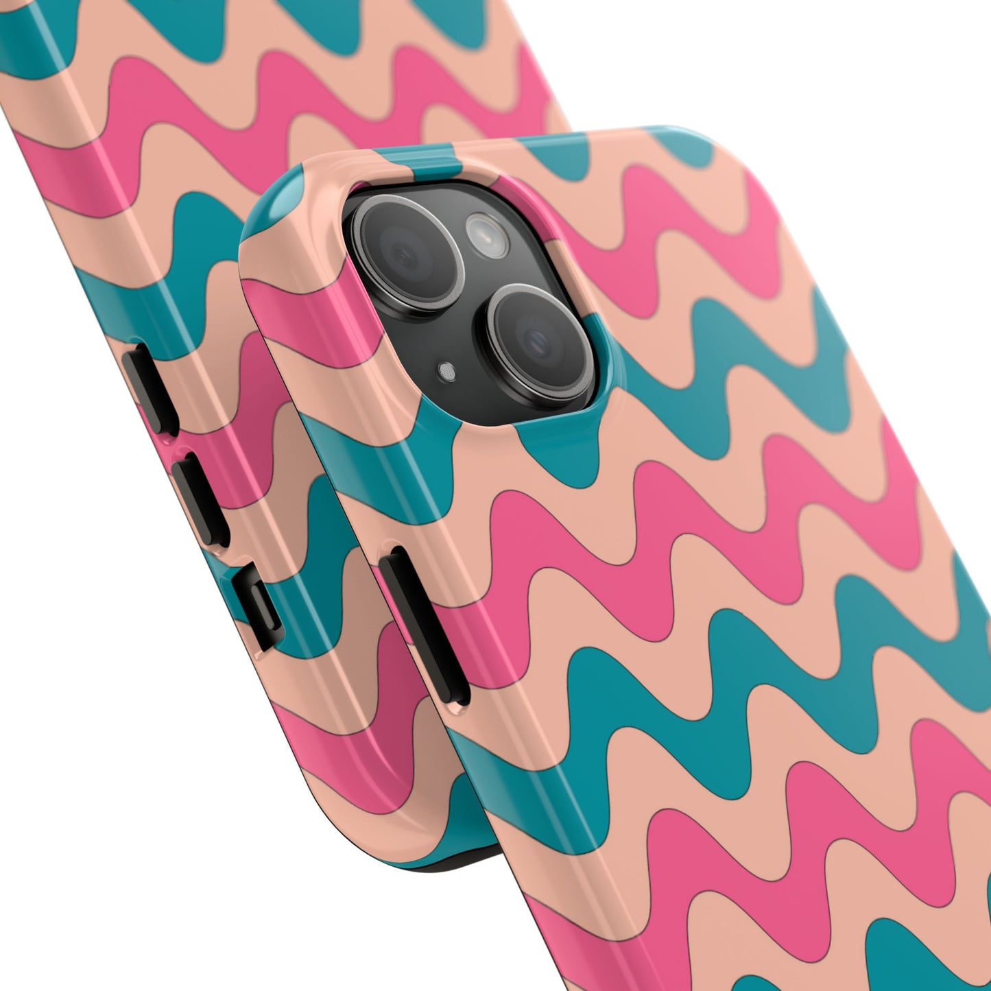 Retro Waves Pattern iPhone Case – Shockproof Design with Dual-Layer Protection