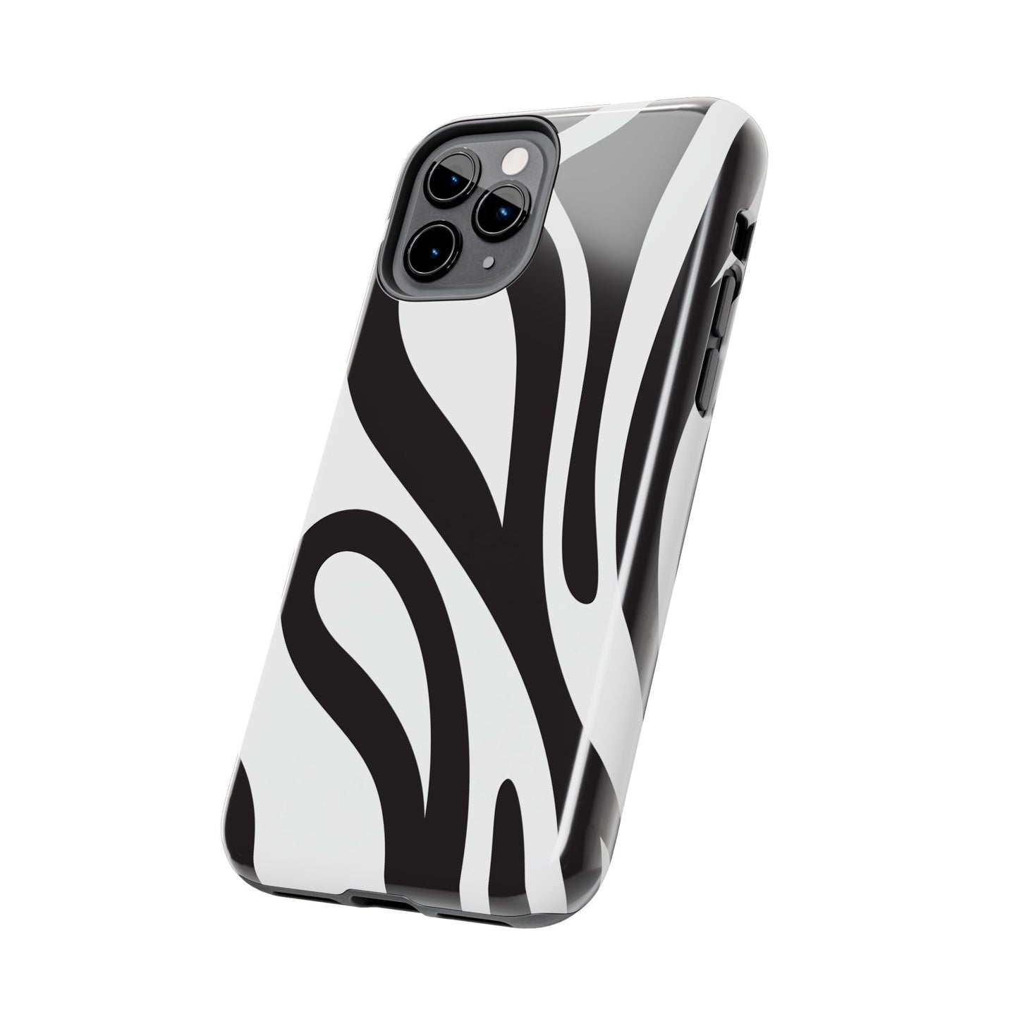 Modern Black and White Abstract Tough iPhone Case – Bold Graphic Pattern with Dual-Layer Protection