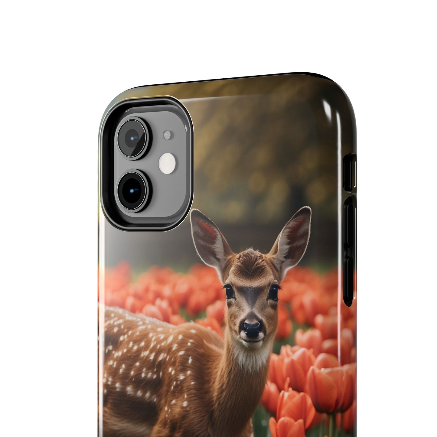 Fawn Among Tulips iPhone Case