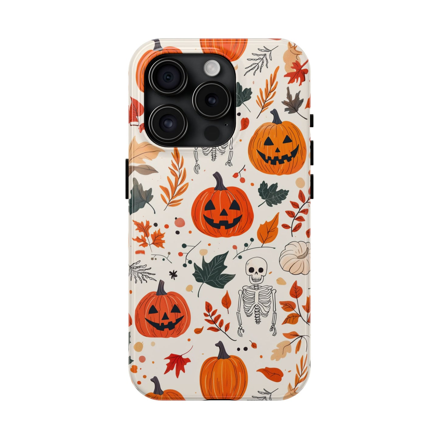 Halloween Pumpkin & Skeleton iPhone Case – Spooky Autumn Design
