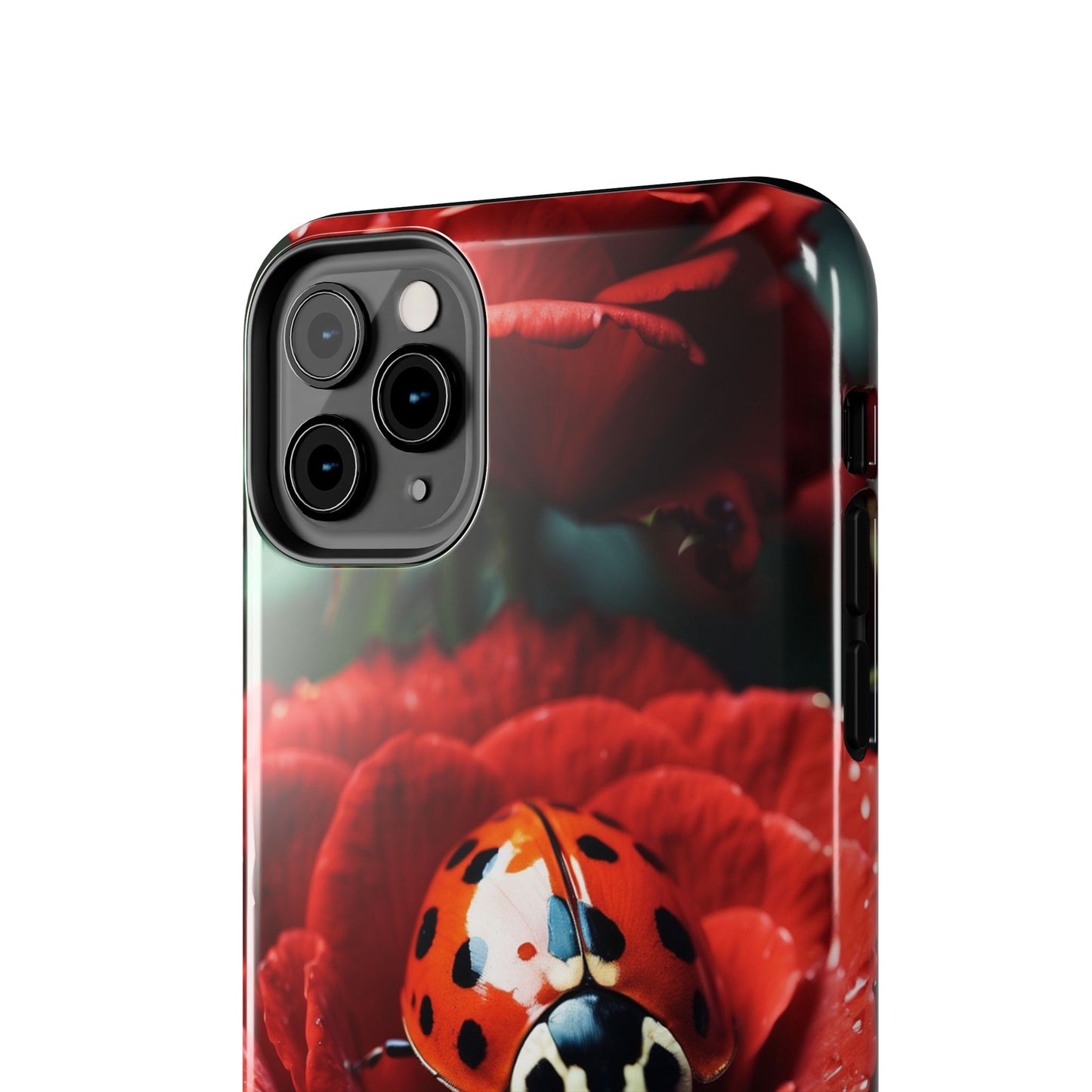 Elegant Rose & Ladybug Charm - iPhone Series Case