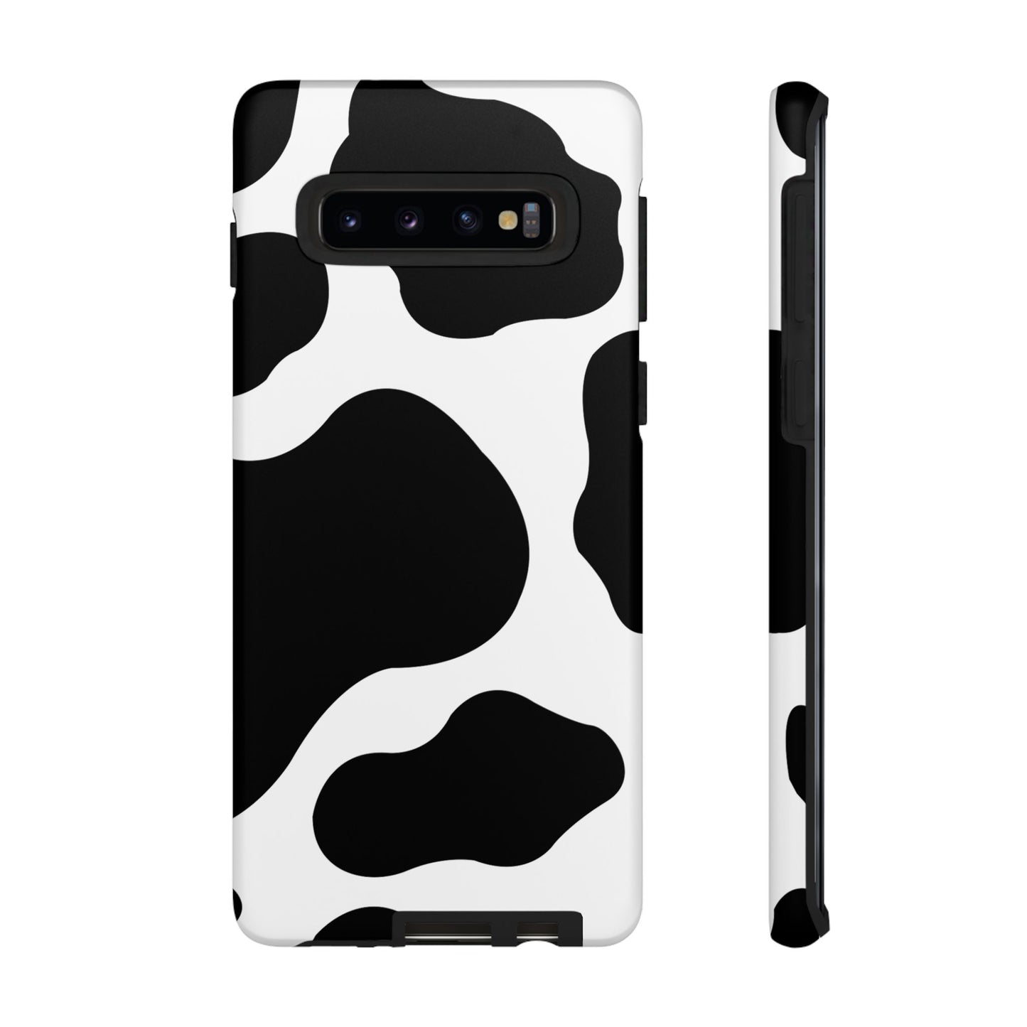 Chic Cow Print Tough Samsung Galaxy Case – Trendy Monochrome Animal Pattern with Dual-Layer Protection