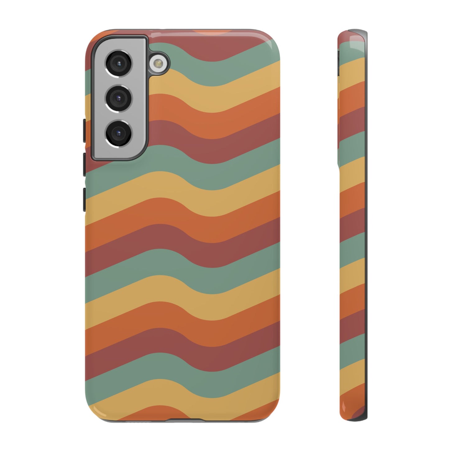 Retro Vibe Wavy Stripes Samsung Galaxy Case – 70s-Inspired in Teal, Orange, and Rust