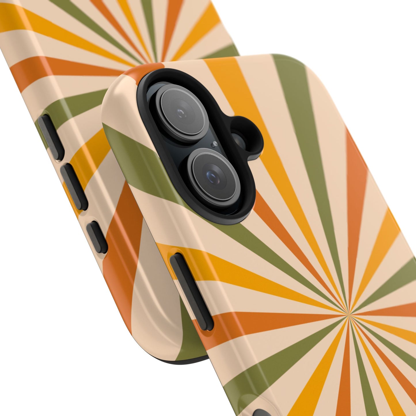 Retro Sunburst iPhone Case – Bold Geometric Design, Durable Shockproof Protection