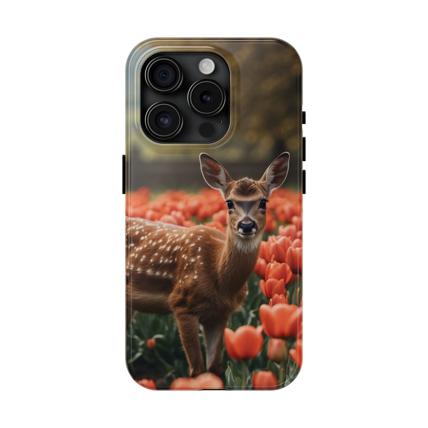 Fawn Among Tulips iPhone Case