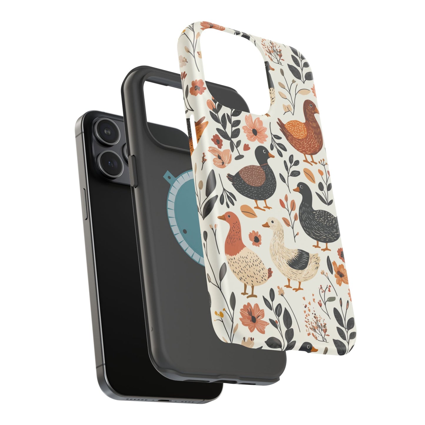 MagSafe iPhone Case: Vintage Duck – Floral & Leaf Design
