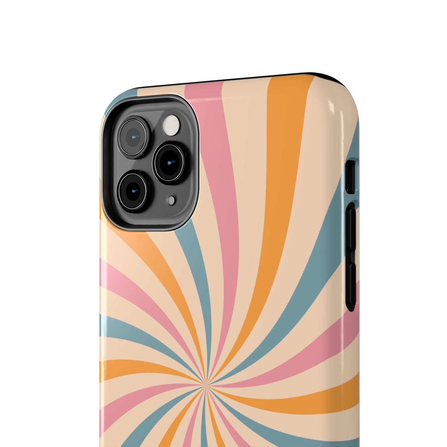 Retro Swirl Pattern iPhone Case – Bold 70s Vibe in Pink, Orange, and Teal