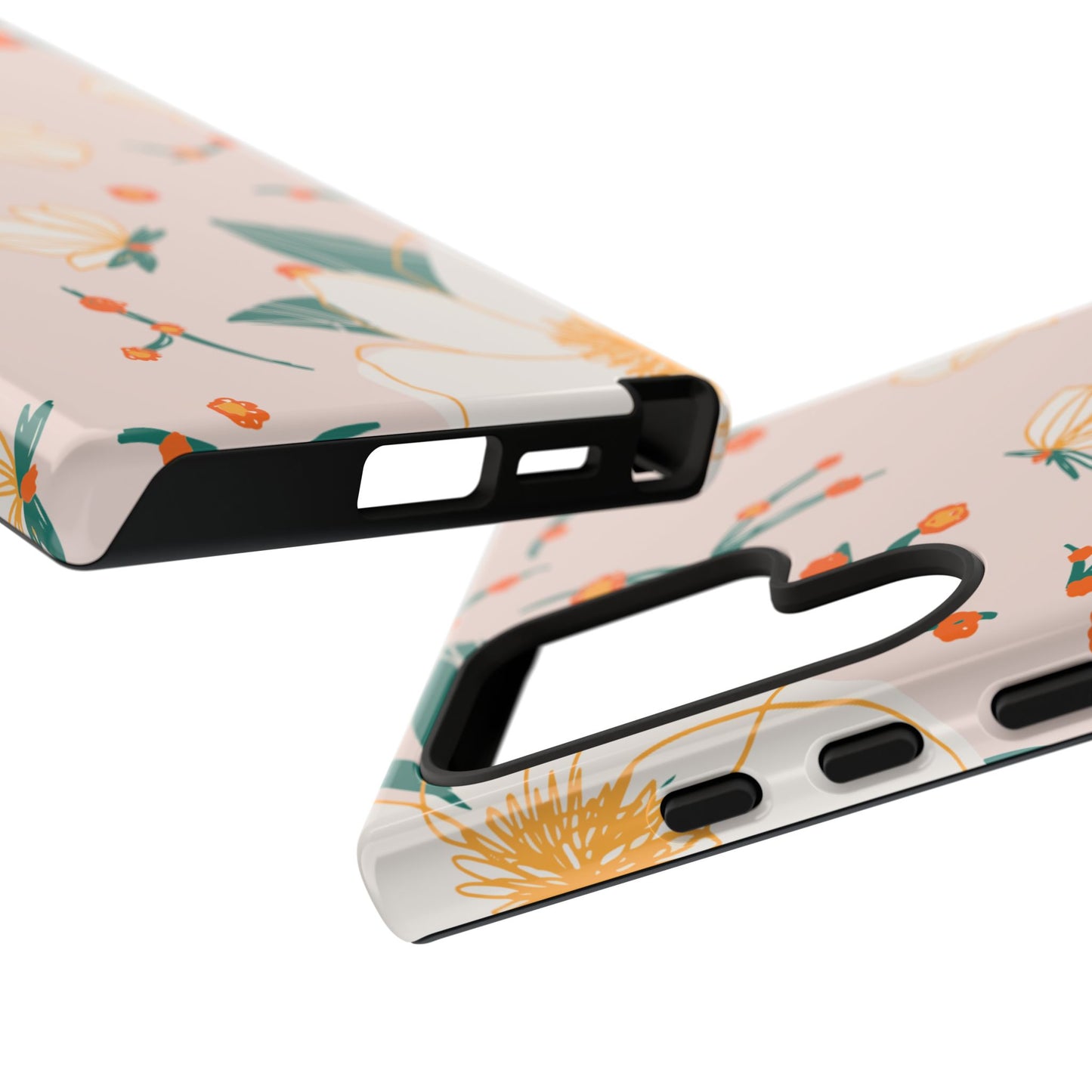 Elegant Magnolia Blossom Tough Samsung Galaxy Case – Soft Blush Background, Shock-Resistant Design
