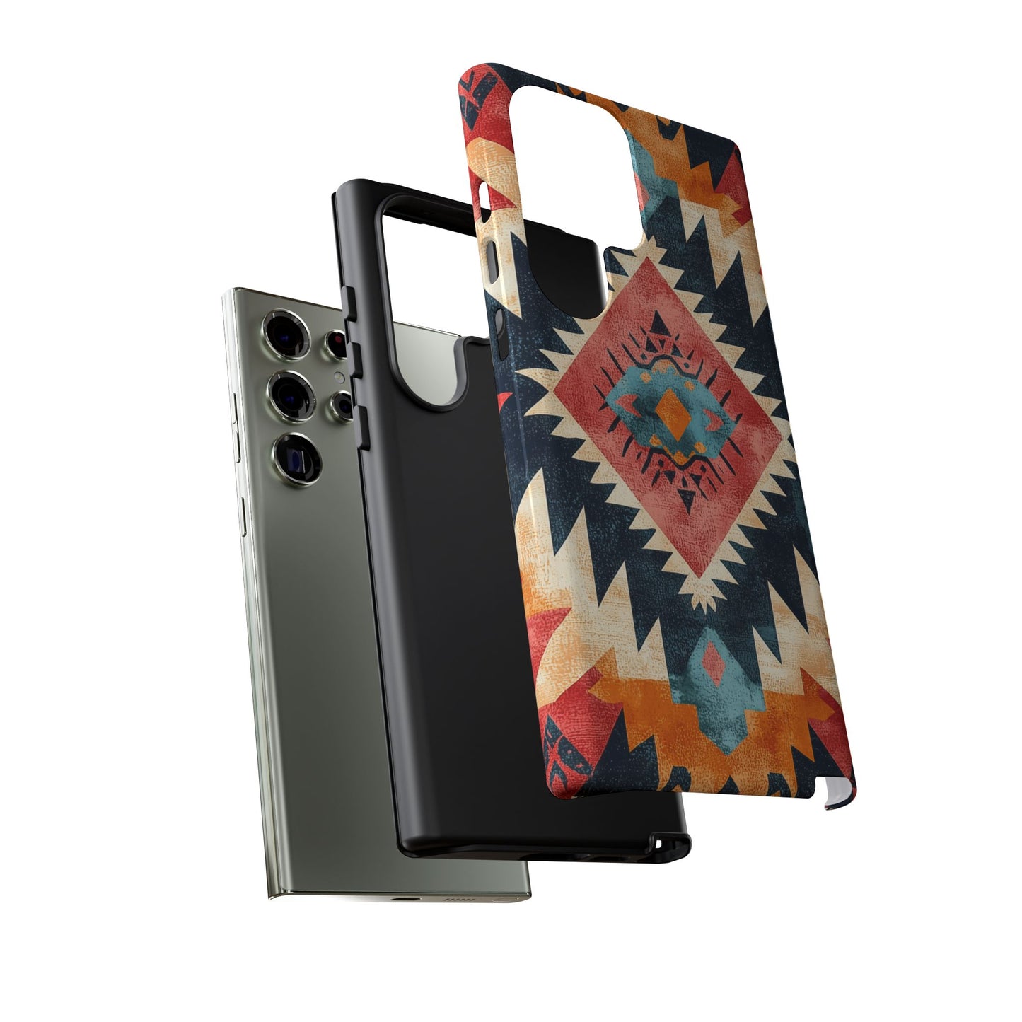 Bold Aztec Pattern Tough Samsung Galaxy Case – Vibrant Geometric Design, Dual-Layer Protection