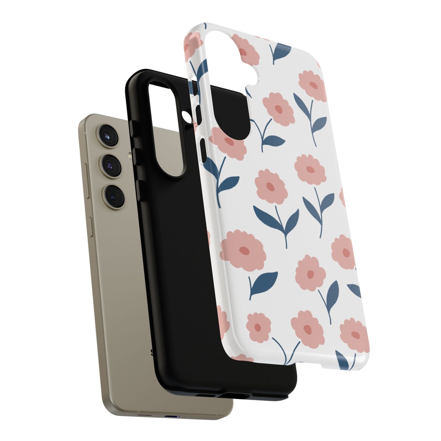 Playful Pink Floral Tough Samsung Galaxy Case – Soft Pastel Design, Slim & Shockproof