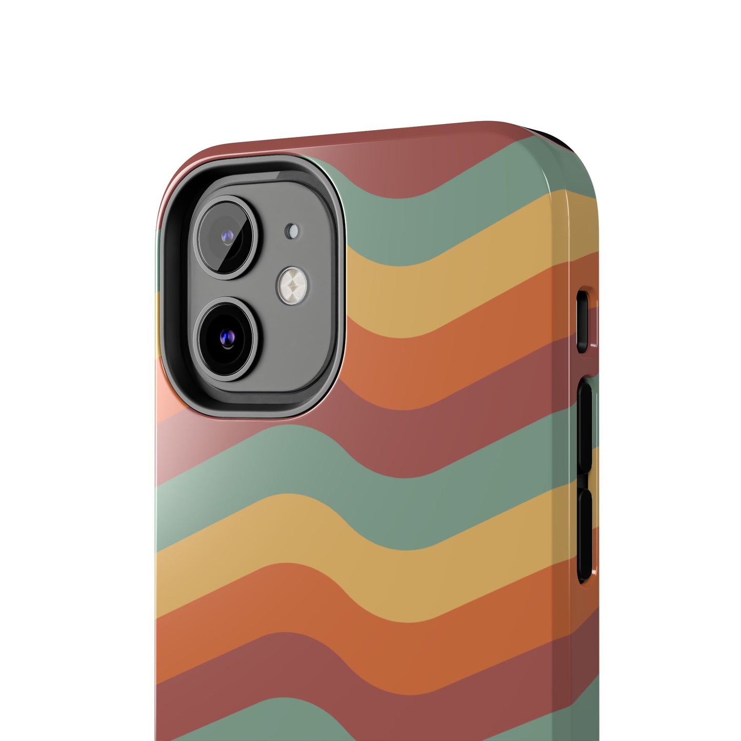 Retro Vibe Wavy Stripes iPhone Case – 70s-Inspired in Teal, Orange, and Rust