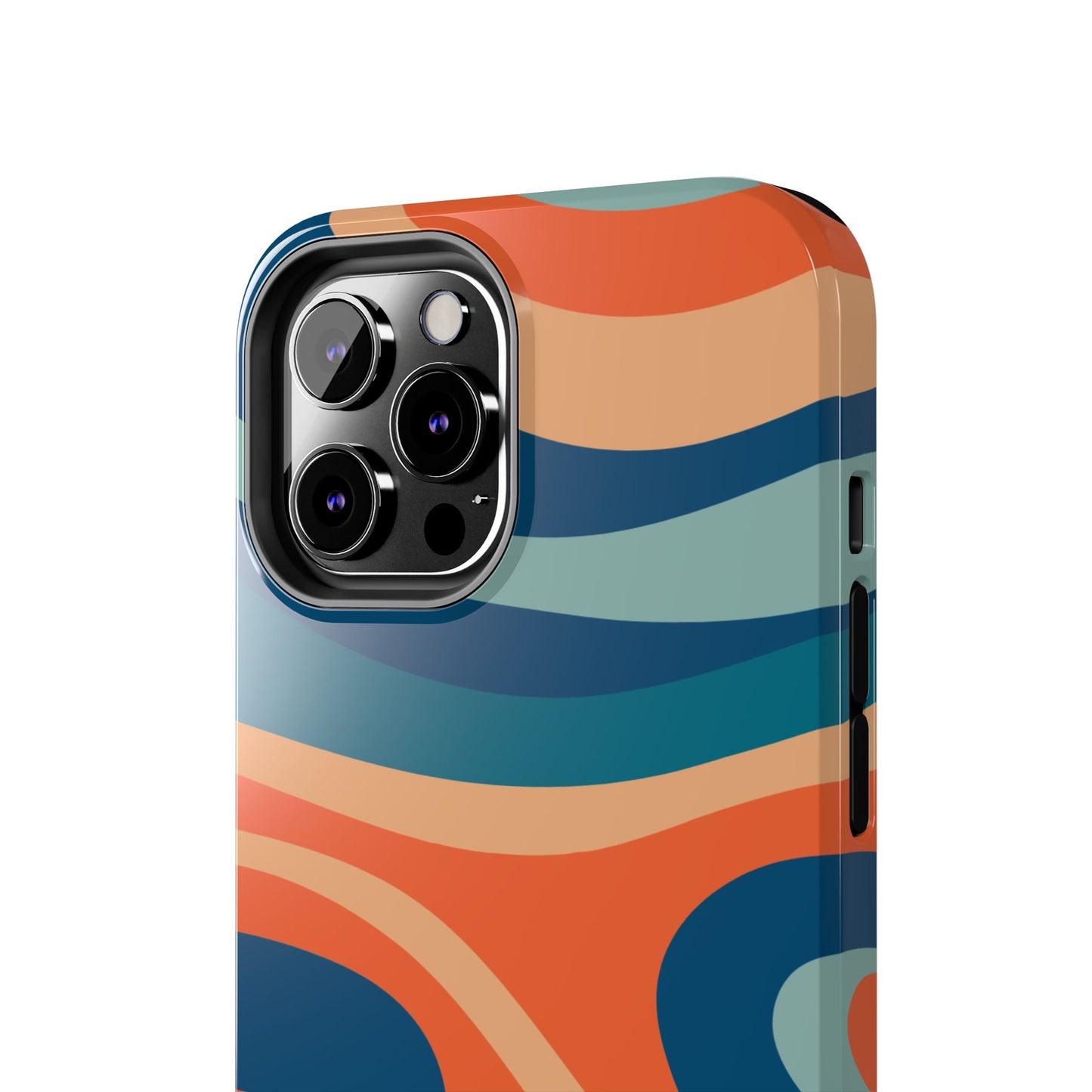 Retro Vibe Wavy Stripes iPhone Case – 70s-Inspired in Teal, Orange, and Rust