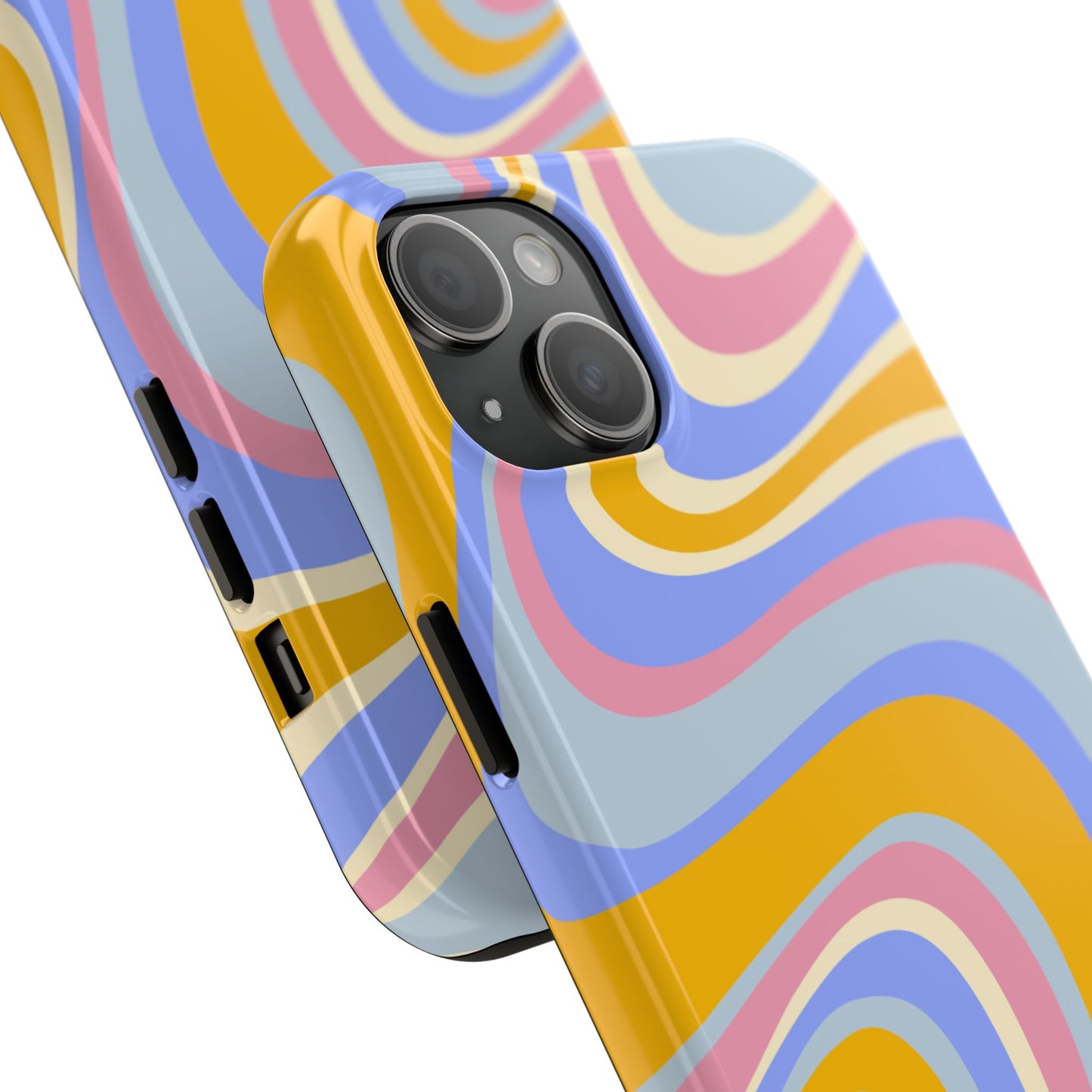 Groovy Pastel Waves iPhone Case – 70s-Inspired Design with Dual-Layer Protection