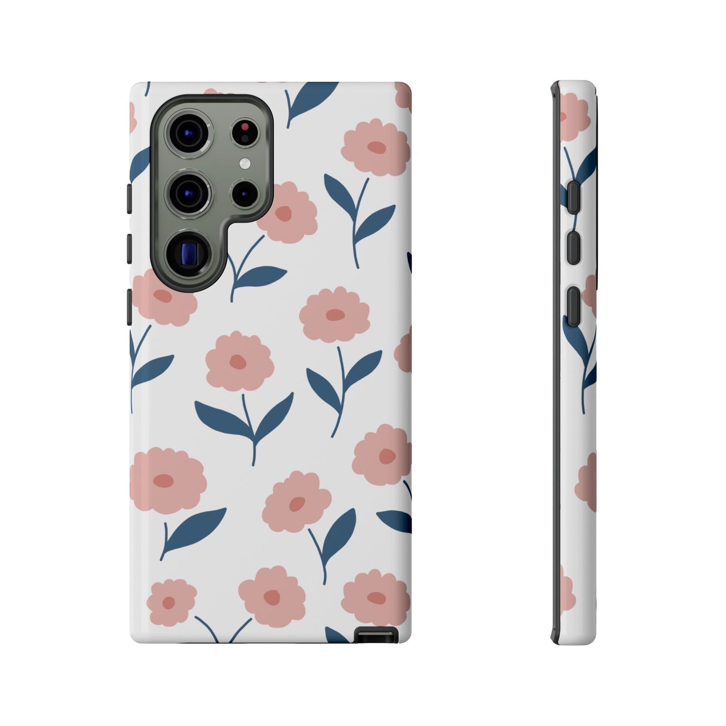 Playful Pink Floral Tough Samsung Galaxy Case – Soft Pastel Design, Slim & Shockproof
