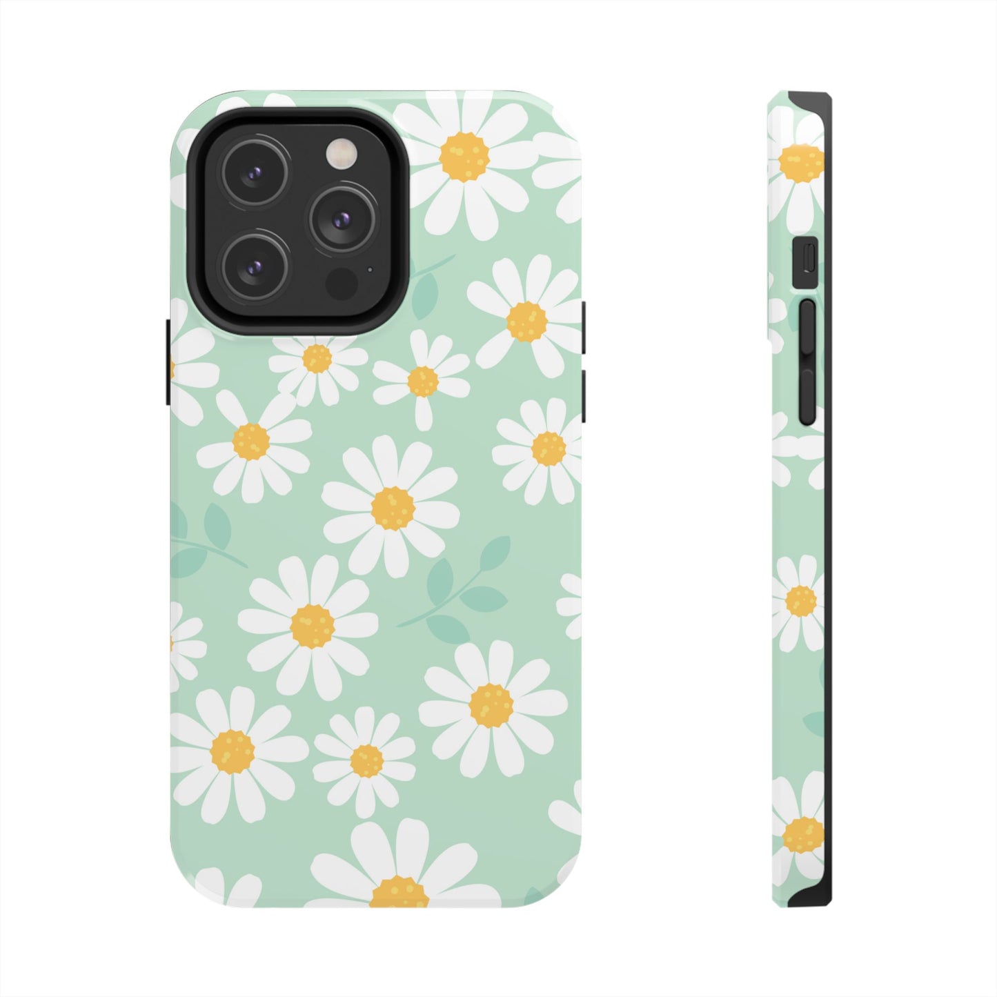 Pastel Daisy iPhone Case – Soft Mint Green Floral Design, Slim and Durable - BOGO Cases