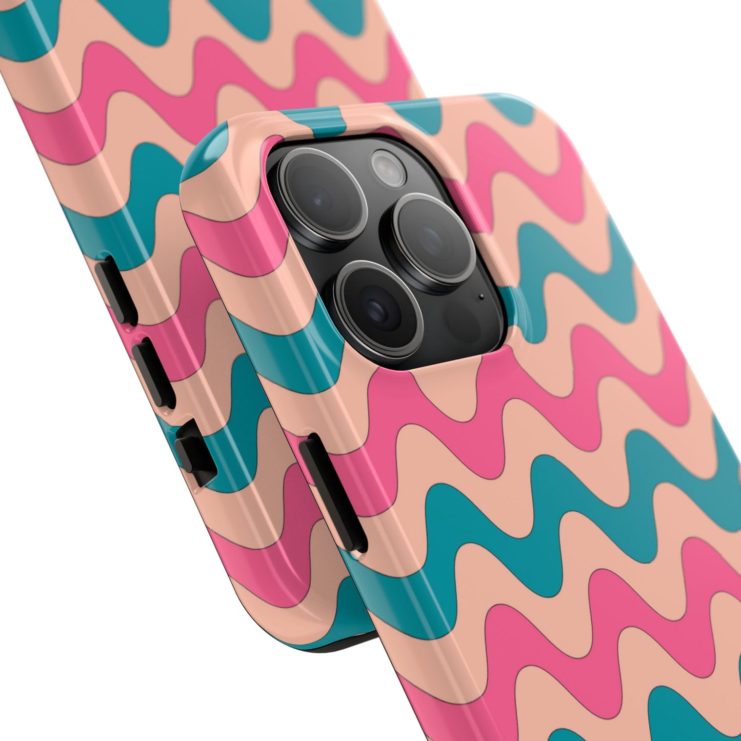 Retro Waves Pattern iPhone Case – Shockproof Design with Dual-Layer Protection