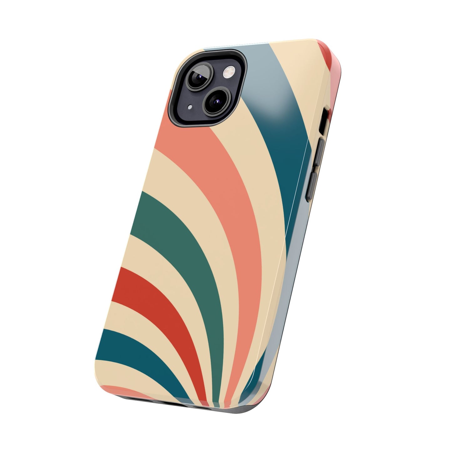 Retro Sunburst Swirl iPhone Case – Dual-Layer Protection with Bold 70s Vibes