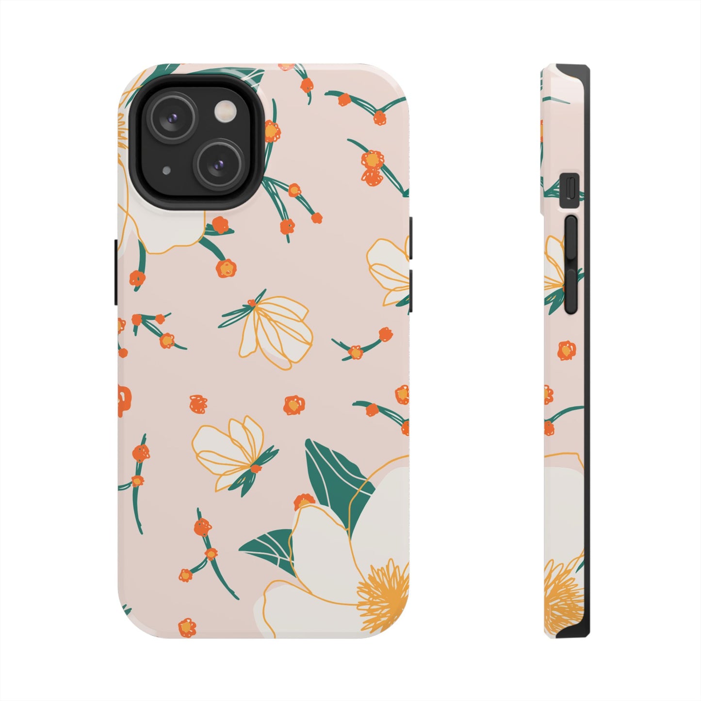 Elegant Magnolia Blossom Tough iPhone Case – Soft Blush Background, Shock - Resistant Design - BOGO Cases