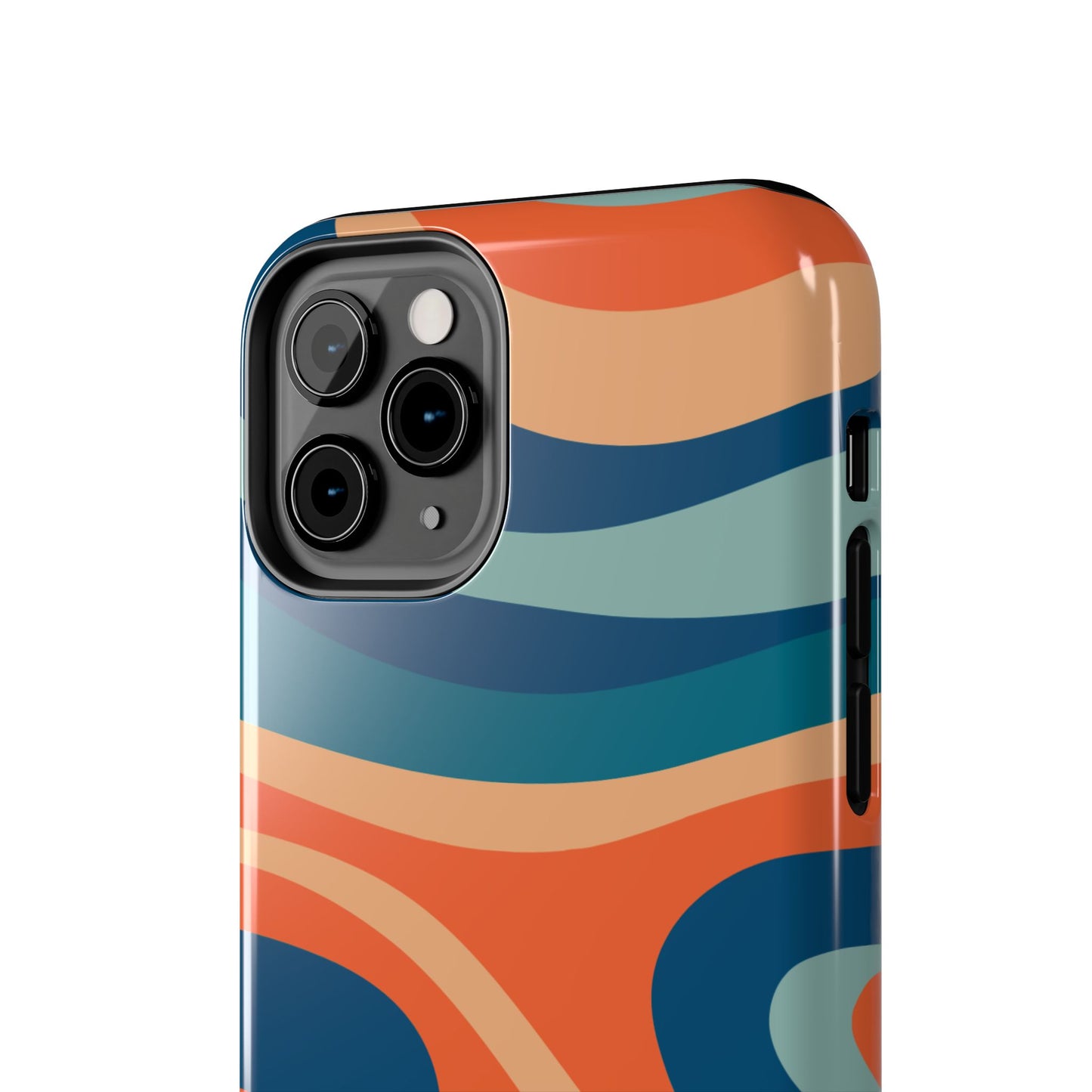 Retro Vibe Wavy Stripes iPhone Case – 70s-Inspired in Teal, Orange, and Rust